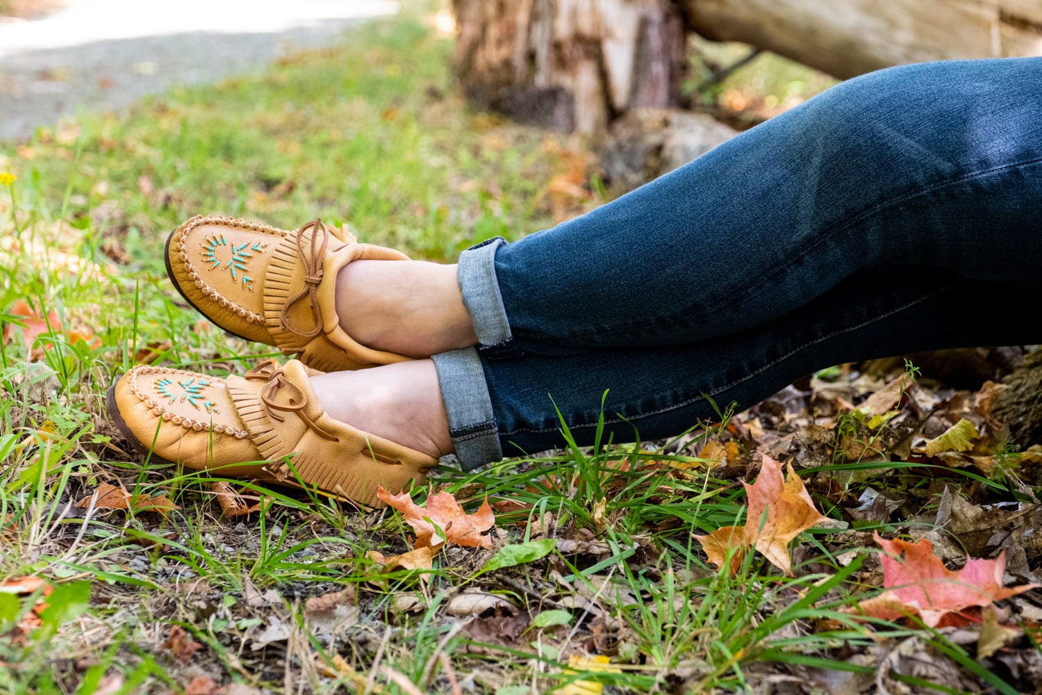 Women's Soft Moose Hide Leather Moccasins with Rubber Sole & Fringed Design - Comfortable Indoor/Outdoor Slip-On Shoes for Casual Wear & Home