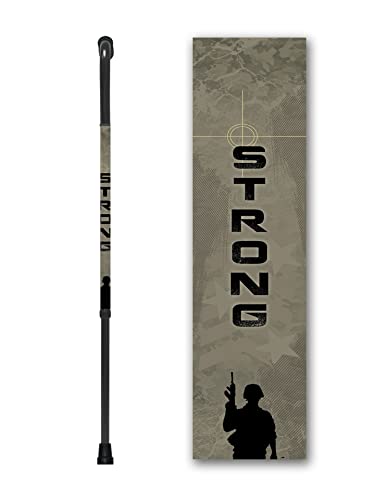 Adjustable Aluminum Walking Cane with Offset Foam Handle - US Army Strong Military Cane for Men & Women - Ideal for Hiking, Travel & Daily Mobility Support
