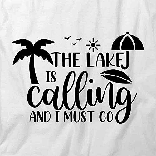 The Lake is Calling and I Must Go T-Shirt - White Printed Graphic Tee for Outdoor Adventures & Nature Lovers