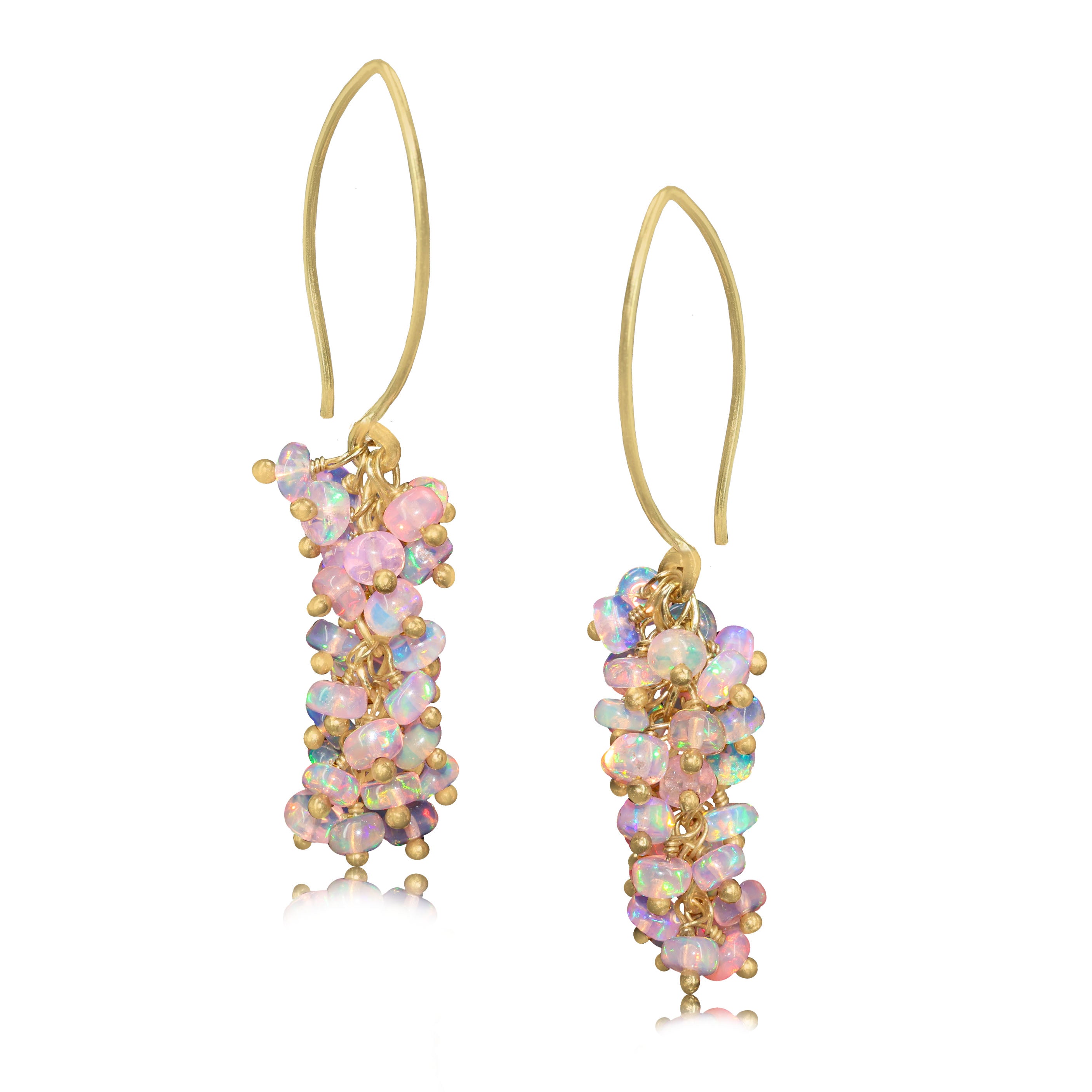 Natural Pink Opal French Hook Beaded Cluster Earrings for Women – Elegant Boho Jewelry for Parties, Weddings & Everyday Wear