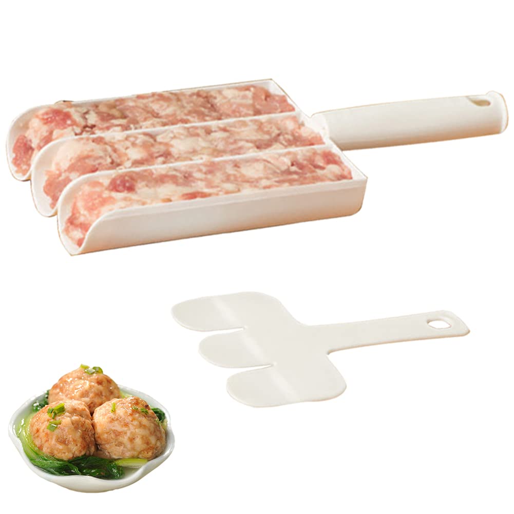 Non-Stick Triple Meatball Maker - Make 3 Meatballs at Once | Perfect for Kitchen, Meatballs, Cookie Dough & Sorbet Rice Balls | Ideal for Meal Prep, Parties & Quick Cooking (1 Set)