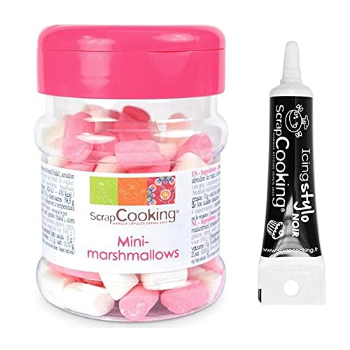 Mini Marshmallows 40g with Black Icing Pen - Perfect for Baking, Cake Decorating, and DIY Dessert Crafts