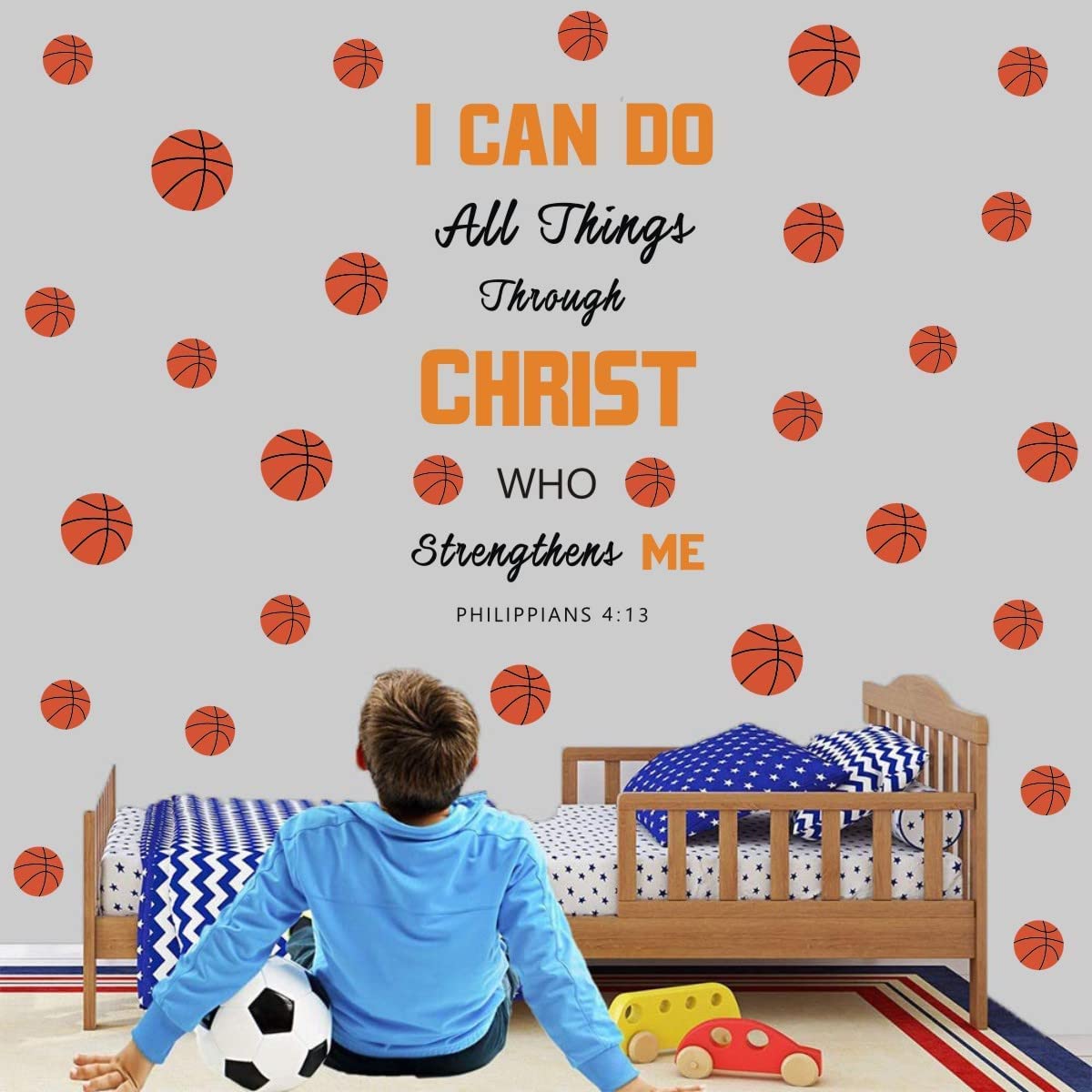 IARTTOP Motivational Basketball Wall Stickers - 'I Can Do' Sports Theme Decals for Boys Room, Gym & Playroom Decor - Perfect for Basketball Fans & Sports-Themed Home Decor