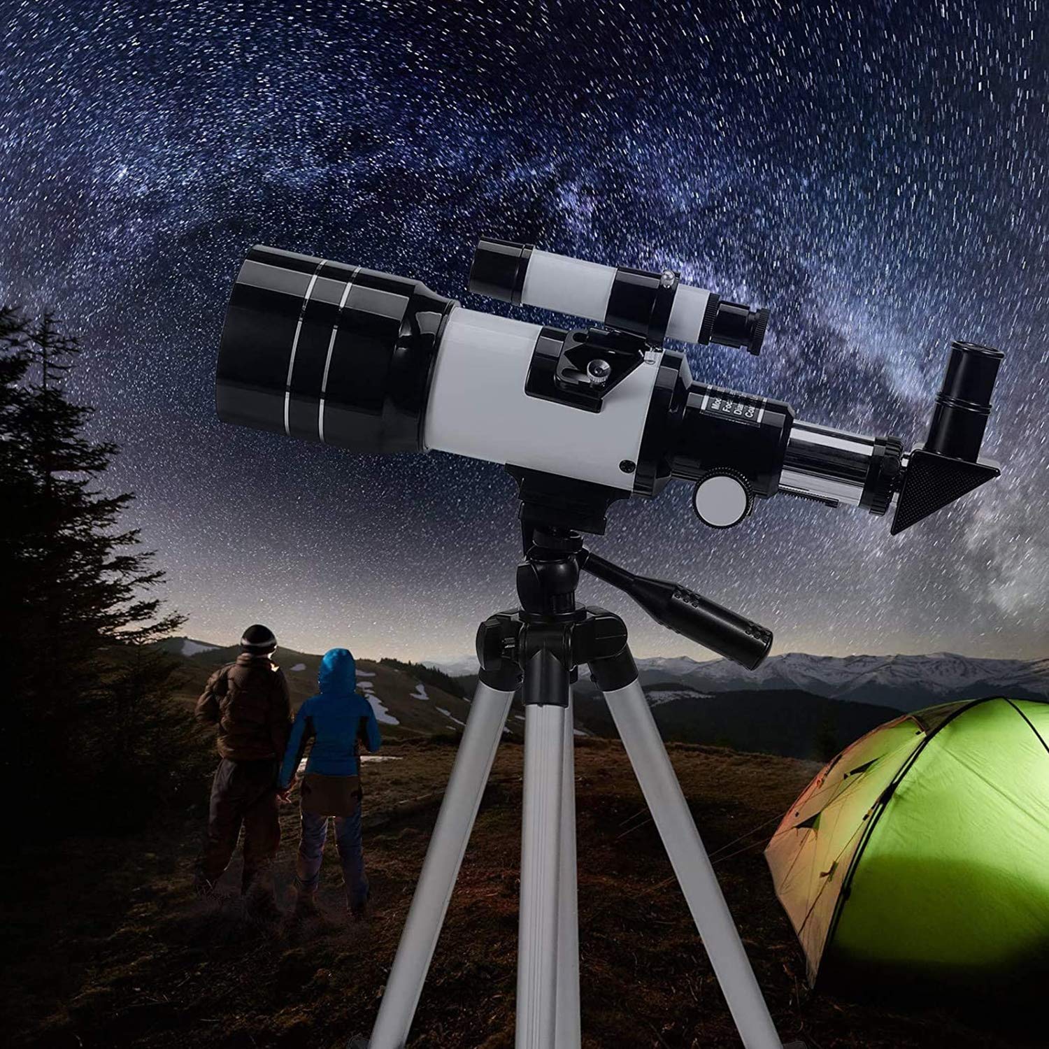 70mm Aperture 300mm Refractor Telescope for Astronomy - Portable Telescope for Kids, Adults & Beginners with Adjustable Tripod & Phone Adapter - Perfect for Stargazing, Moon Observation & Astrophotography