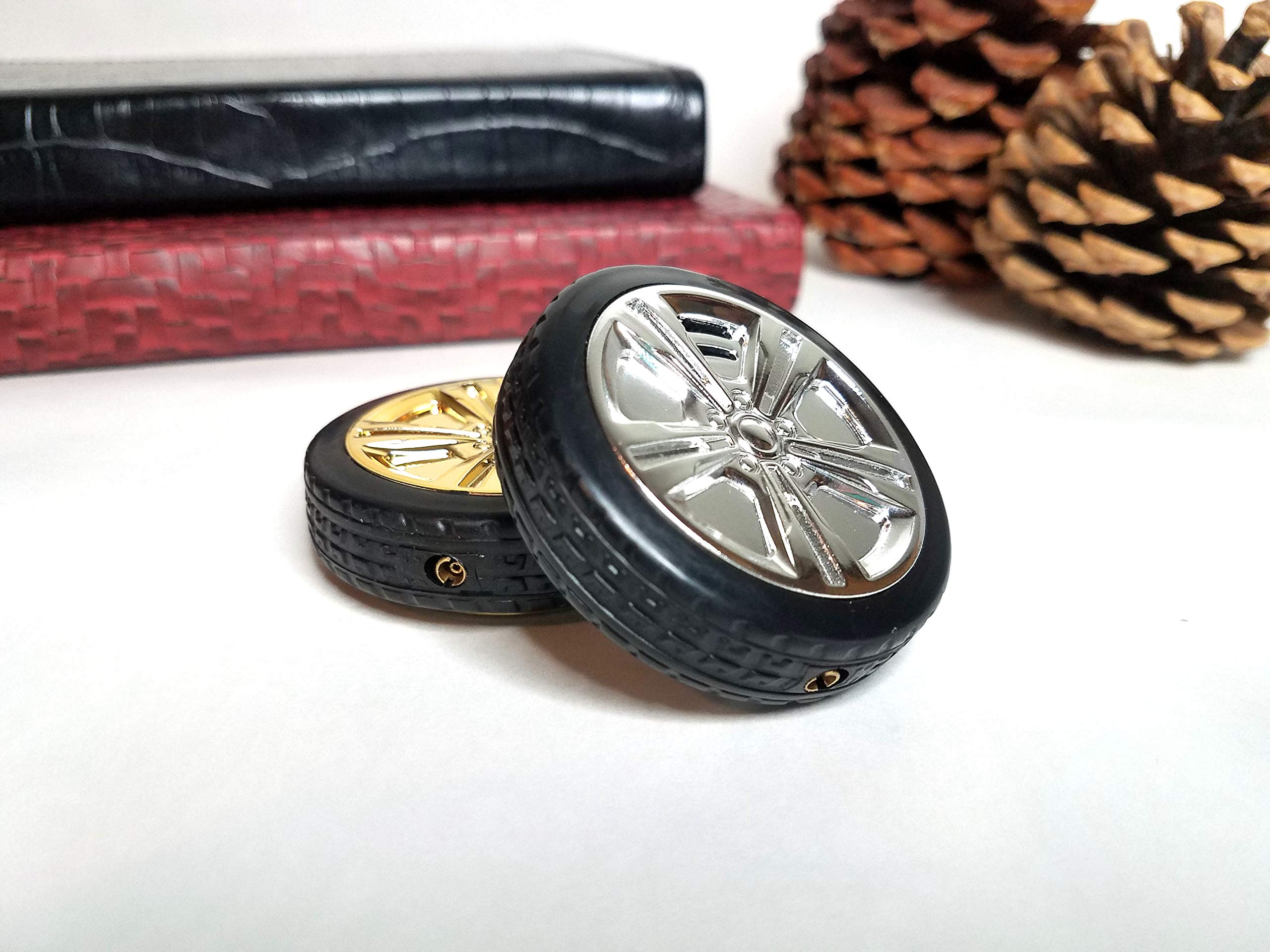 Collectible Tire Shaped Butane Lighter - Refillable Truck Lighter for Camping & Gifts (Silver)