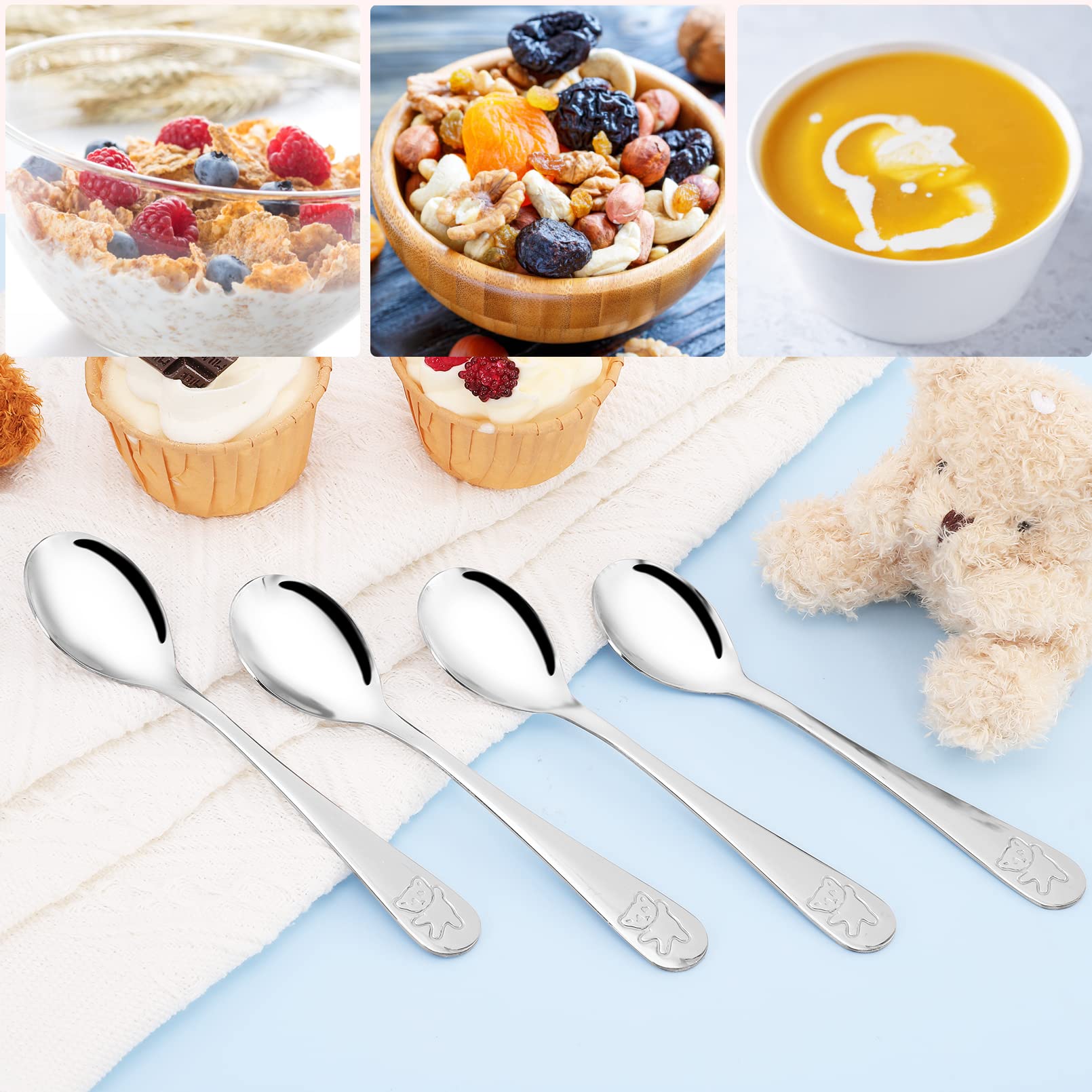 24-Piece Stainless Steel Toddler Spoons Set - 6.5 Inch Baby & Kids Safe Flatware for Self Feeding - Dishwasher Safe Utensils for Home, Daycare & Travel