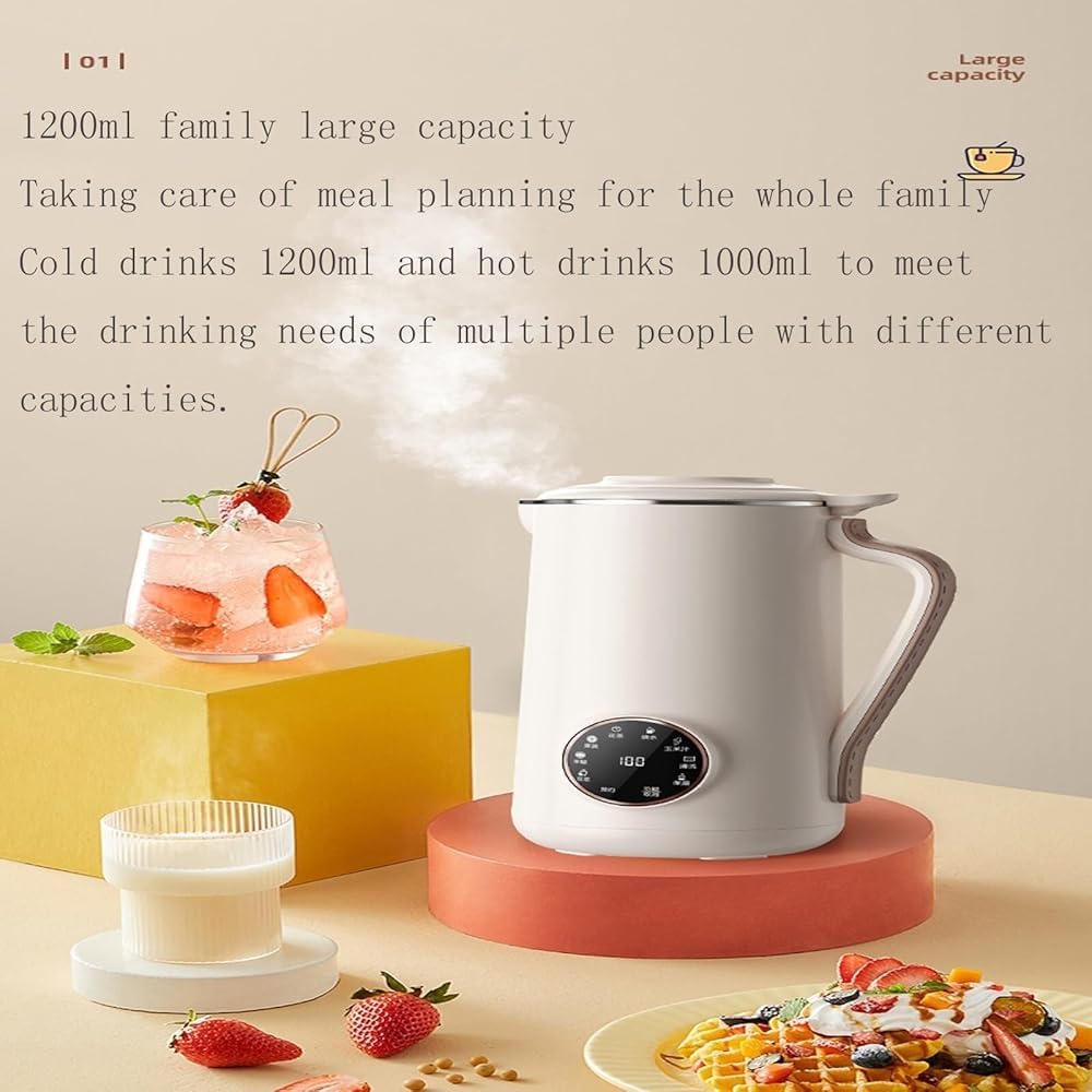 8-in-1 Nut Milk Maker Machine for Homemade Almond, Oat, Coconut & Soy Milk - Automatic Plant-Based Non-Dairy Beverage Maker with Delay Start, Keep Warm & Boil Water Functions - Perfect for Vegan, Keto & Healthy Lifestyles