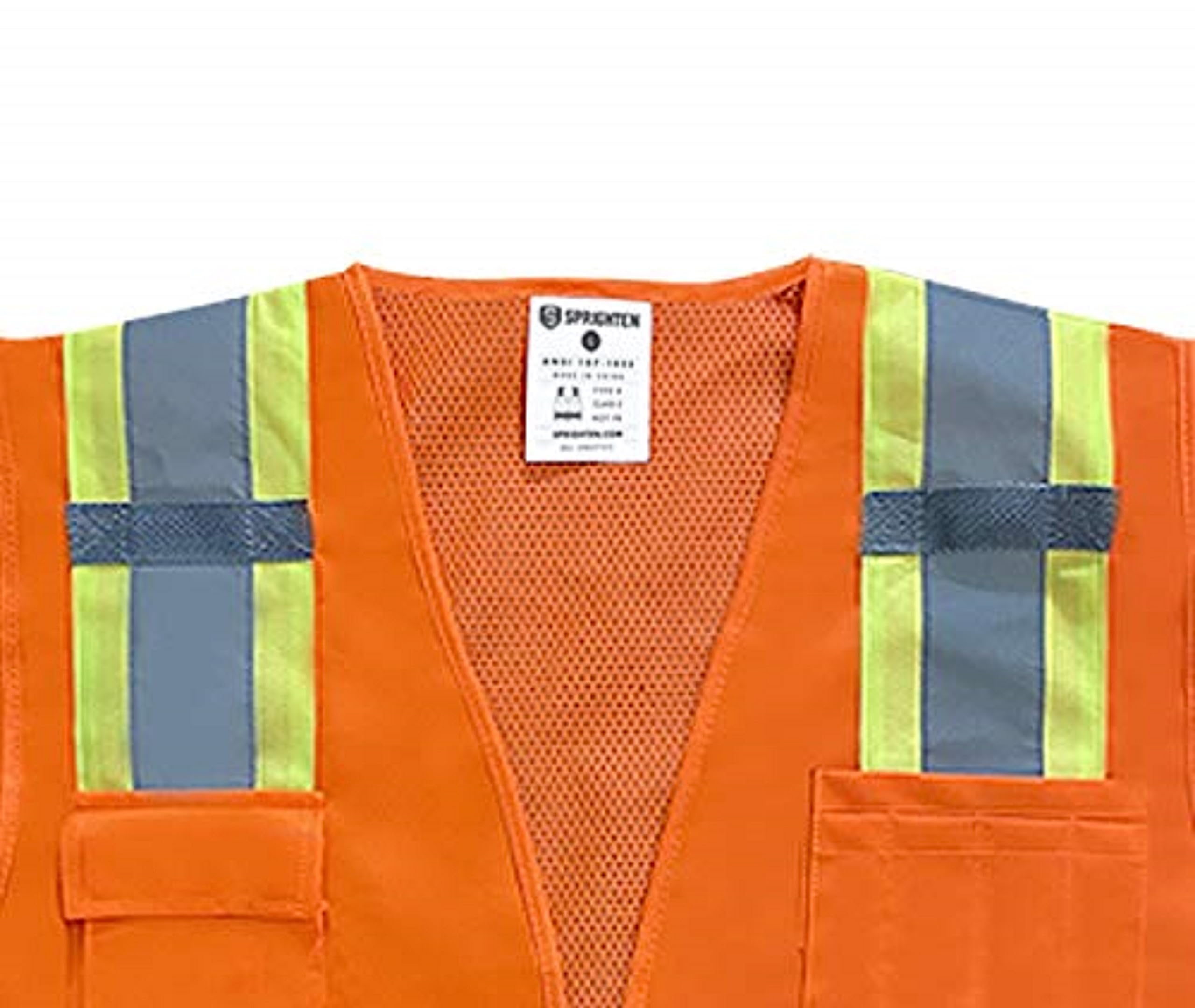 10 Pack Premium High Visibility Surveyor Safety Vest - Solid Front & Mesh Back for Construction, Road Work & Outdoor Safety