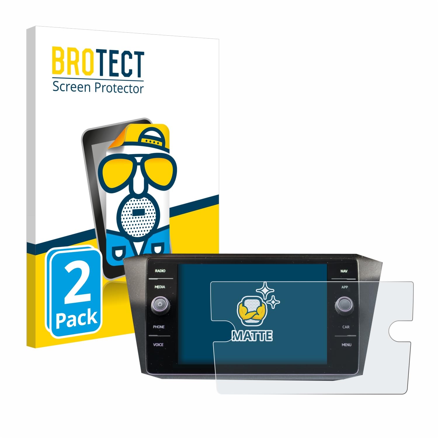 Brotect Anti-Glare Matte Screen Protector (2 Pack) - Compatible with Volkswagen Discover Media Golf Alltrack & Tiguan 2018 - Reduce Eye Strain for Driving & Navigation