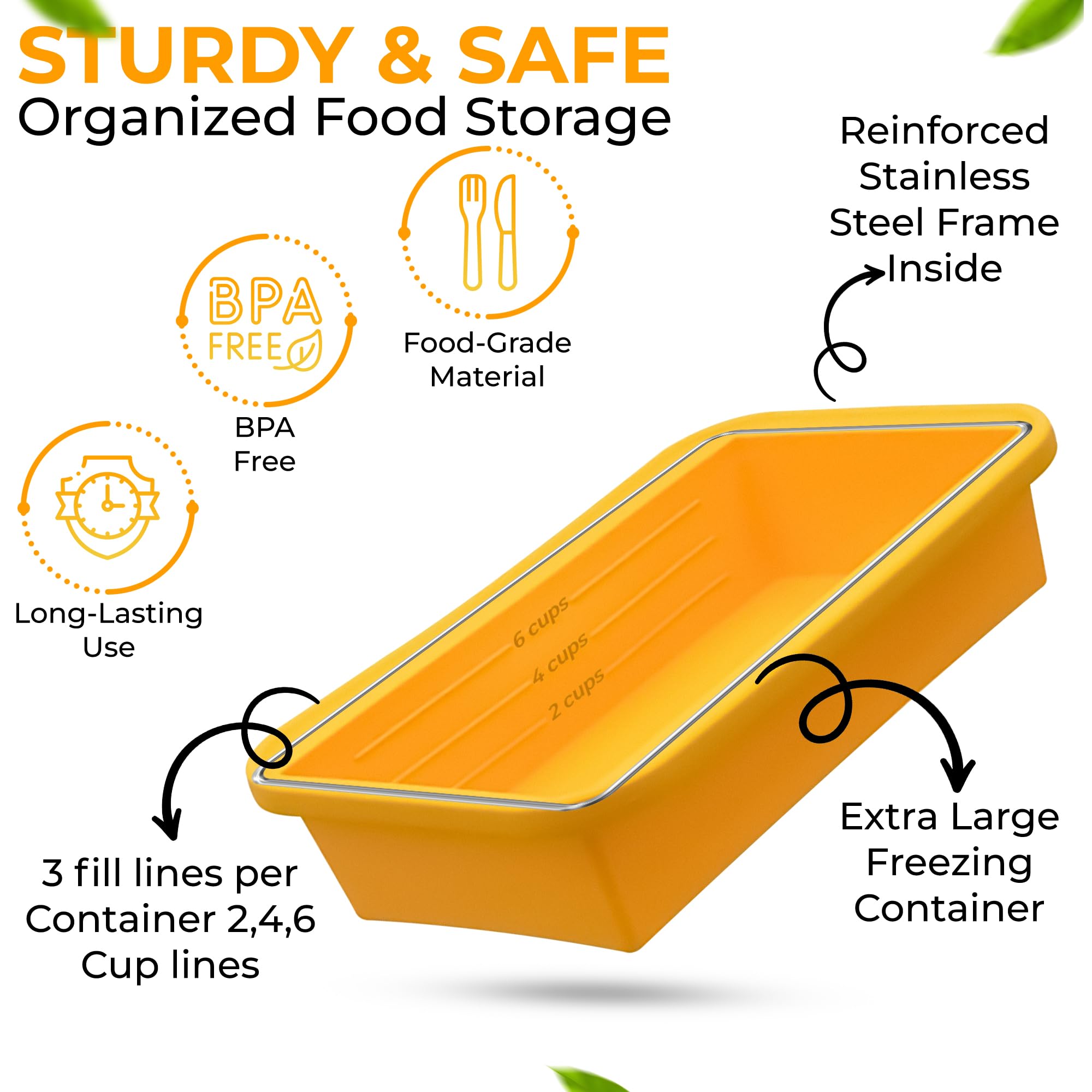 (2 Pack) 6 Cup BPA-Free Silicone Freezer Containers with Lids - Reusable Food Storage for Soup, Pasta Sauce, Leftovers & Broth | Measurement Lines | Perfect for Meal Prep, Freezing Liquids & Organizing Kitchen Storage
