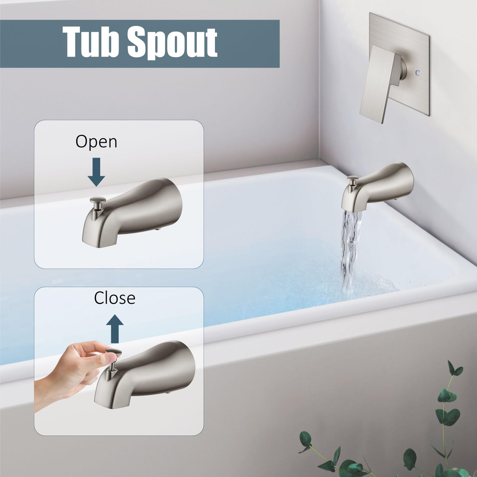 Aolemi 6 Inch Shower Tub Faucet Set with Handheld Spray & Rainfall Shower Head - Brushed Nickel Finish - Complete Shower Trim Kit with Rough-in Valve - Perfect for Bathroom Renovation & Spa-Like Shower Experience