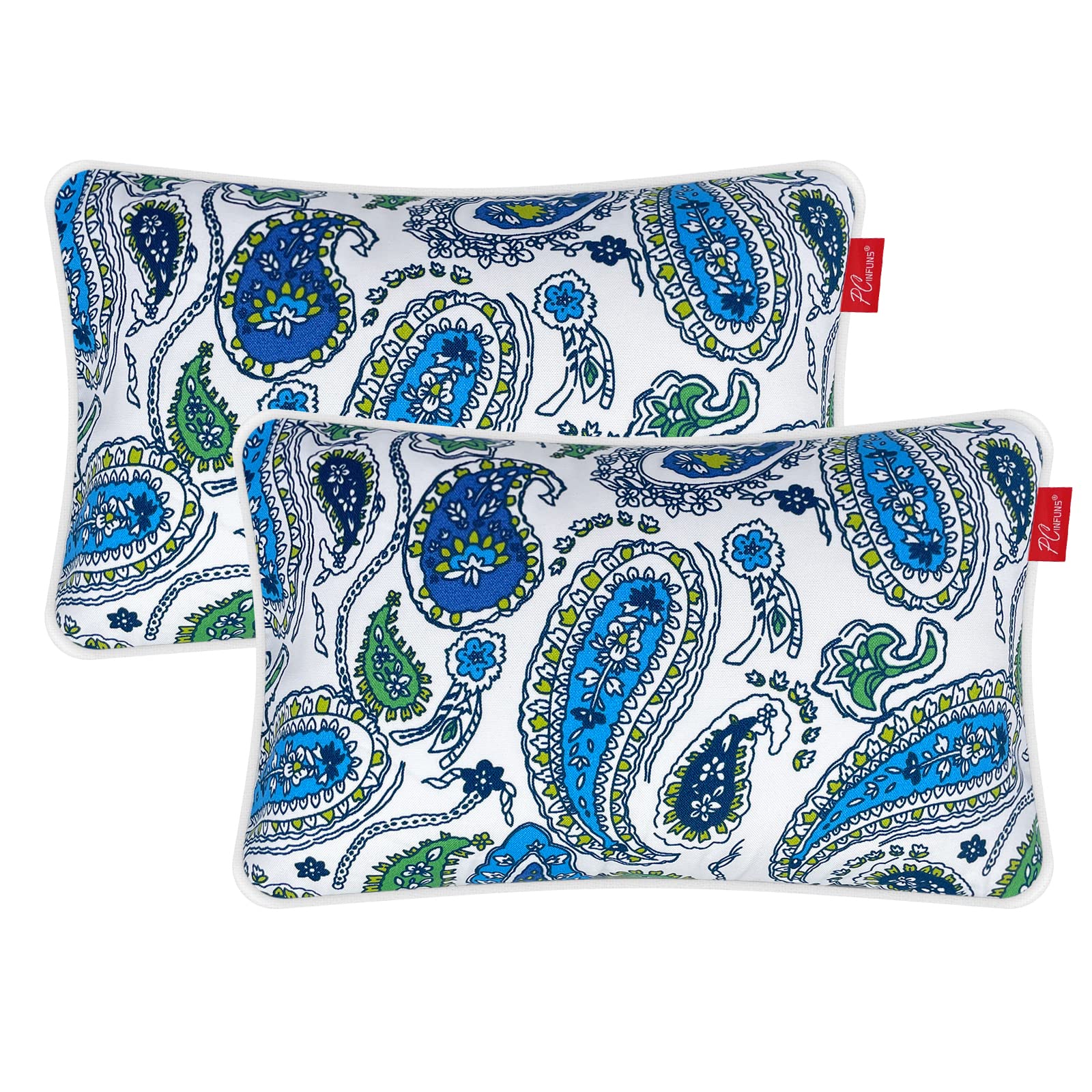 Pcinfuns Decorative Lumbar Pillows with Insert - Set of 2 Petal Blue Throw Pillow Covers 20x12 Inch for Outdoor & Indoor Use - Perfect for Sofa, Bed, Patio Furniture and Home Decor