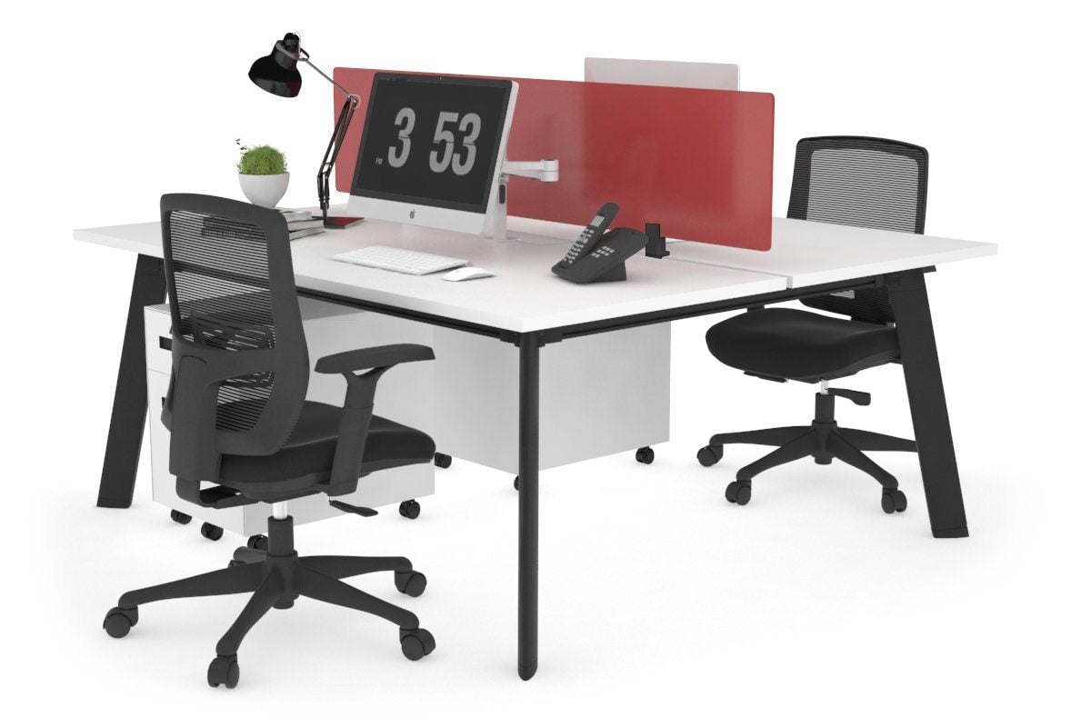 2 Person Workstation with Black Frame - 1200L x 800W Office Desk with Cable Management | Perfect for Home Office, Coworking Spaces & Small Business Teams