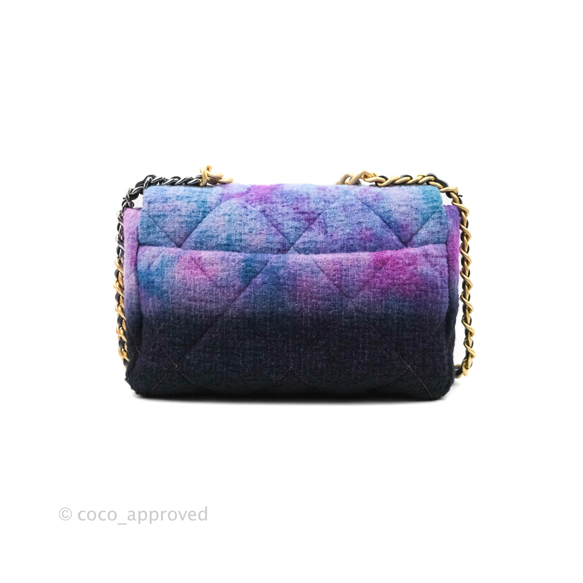Chanel 19 Medium Flap Bag in Ombre Purple & Black Tweed with Mixed Hardware - Perfect for Luxury Fashion & Evening Events