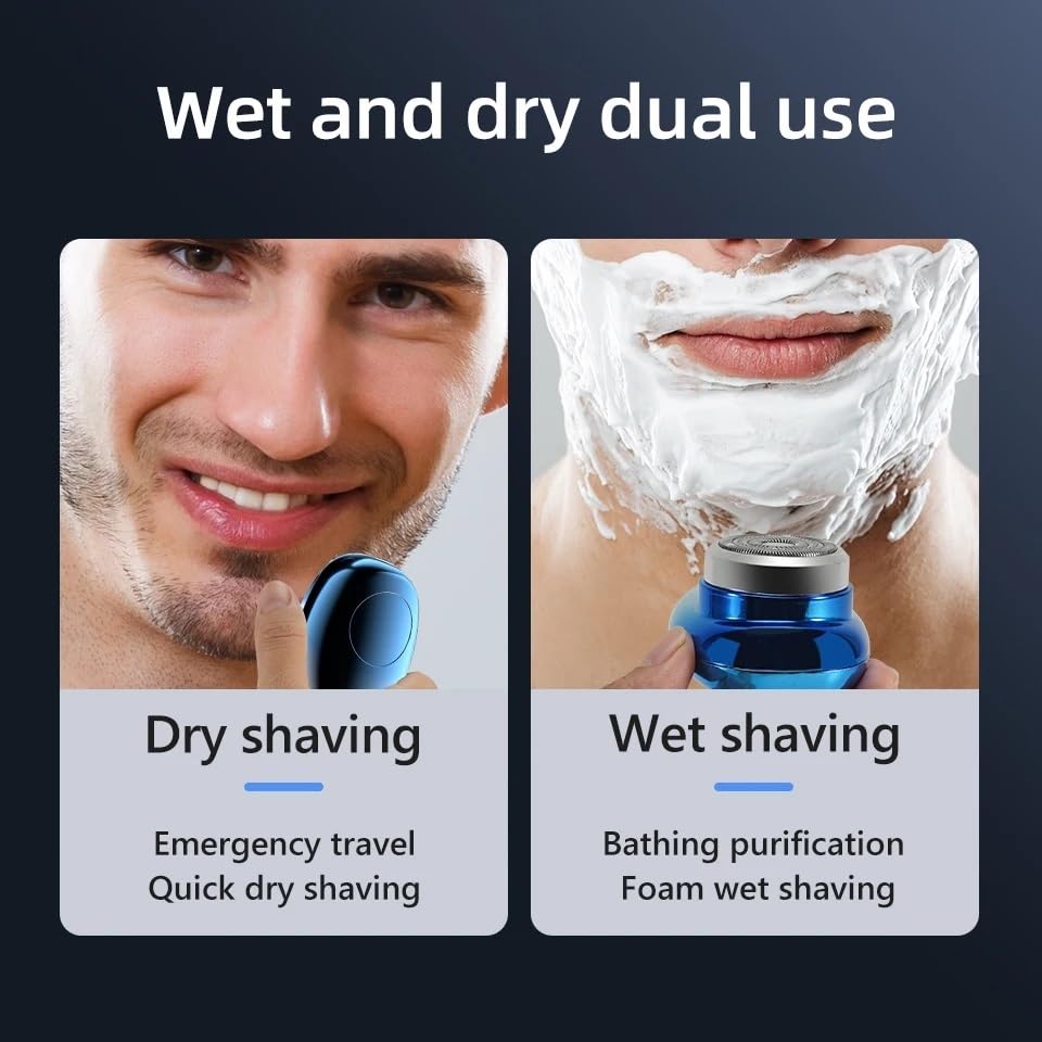 Electric Head Shaver for Bald Men - Mini Wet & Dry USB Rechargeable Shaver with Digital Display, Portable Hair Clipper for Travel & Home Use (Silver)