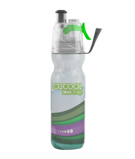 O2COOL ArcticSqueeze® Insulated Mist 'N Sip Wave 20oz Water Bottle - Limited Edition Stainless Steel Double Wall Vacuum Flask for Hydration On The Go, Gym, Hiking & Outdoor Activities