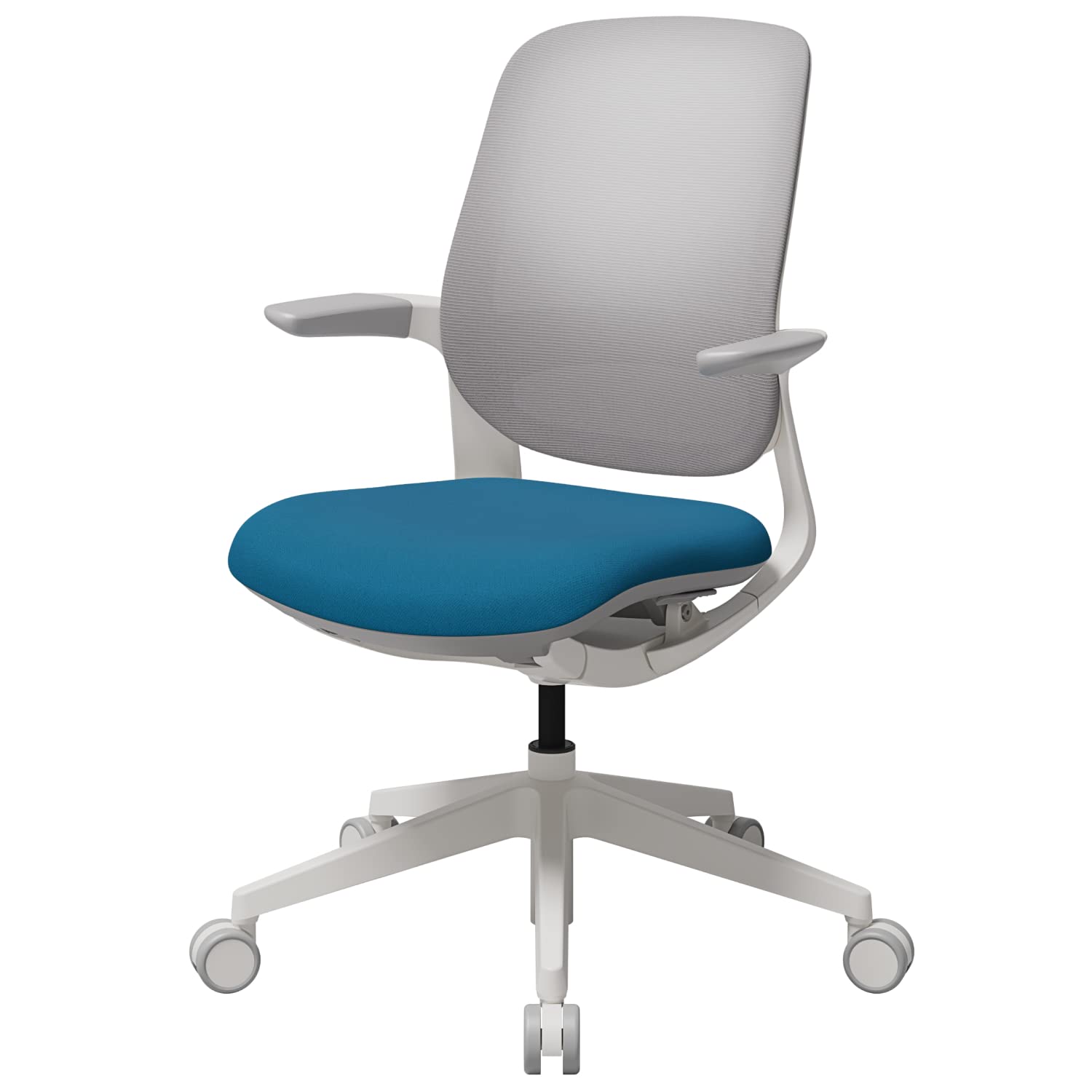 SIDIZ T25 Compact Ergonomic Office Chair for Petite Women - Adjustable Height Mesh Computer Chair with Auto Tilt - Home & Gaming Desk Chair for Small Spaces (White Mesh/Blue Seat) - Perfect for Home Office, Study & Small Workspaces