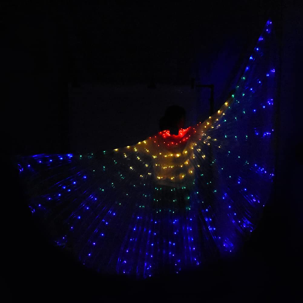 MVPACKEEY Isis Wings for Belly Dance - LED Angel Wings for Women - Light Up Fairy Wings for Halloween, Christmas - Performance Accessories - Perfect for Dance Shows, Costume Parties & Festive Events