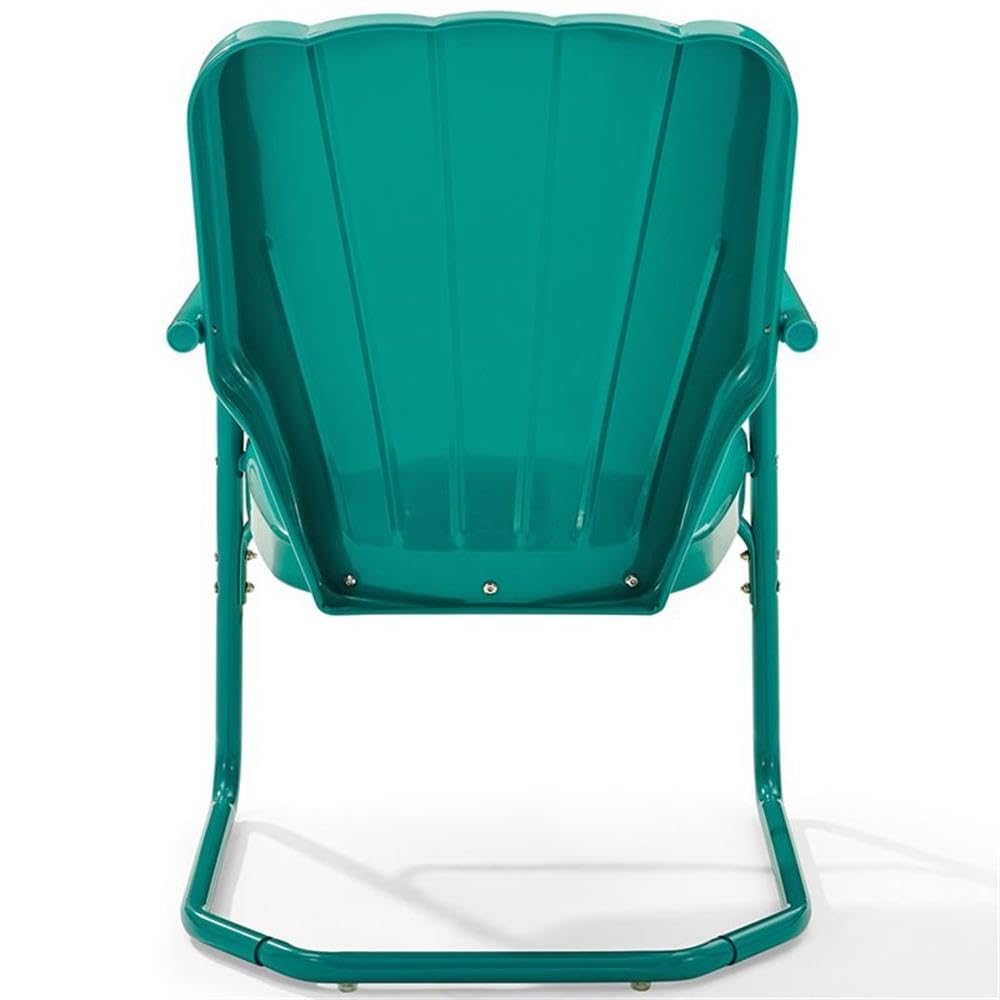 Pemberly Row Turquoise Gloss Metal Patio Chairs (Set of 2) - Outdoor Dining, Poolside Lounging, Garden Seating Furniture for Backyard & Patio
