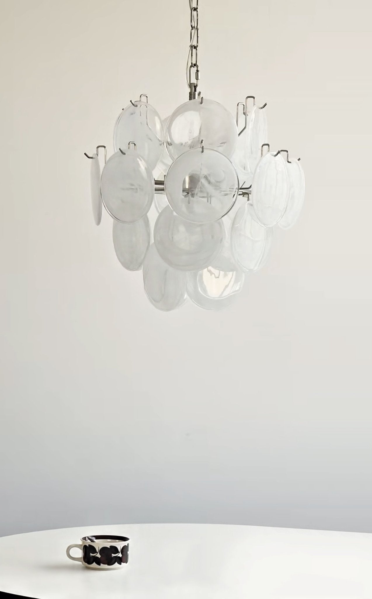 Elegant Aqua White Glass Murano Chandelier - Handcrafted Italian Lighting Fixture for Dining Room, Bedroom & Living Room Decor