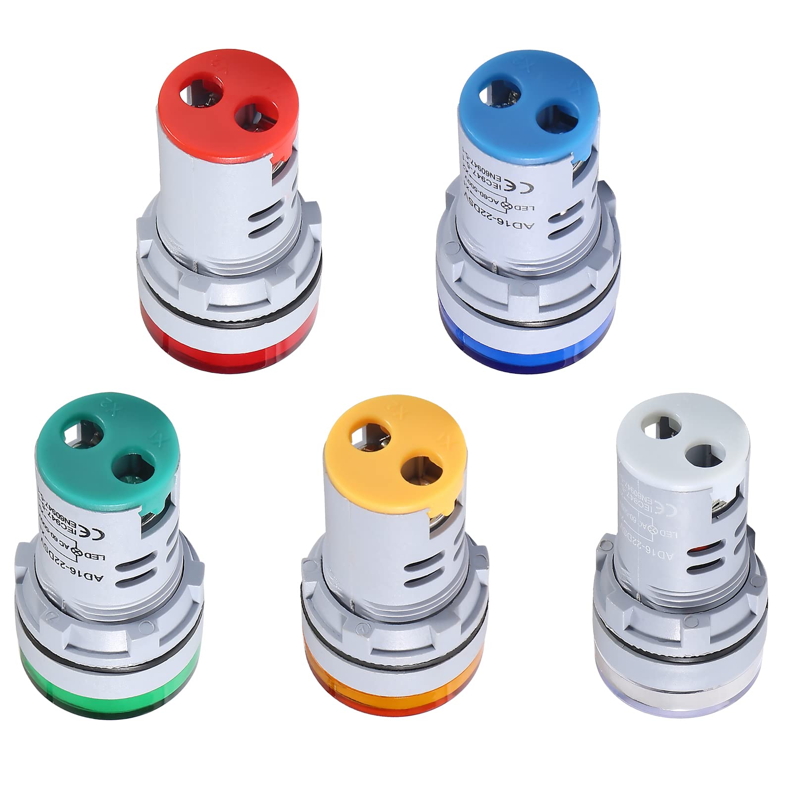 5pcs LED Voltage Meter Indicator AC 60-500V Digital Display Voltmeter with Signal Light - Round Lamp Tester for Home, Car, and Electrical DIY Projects