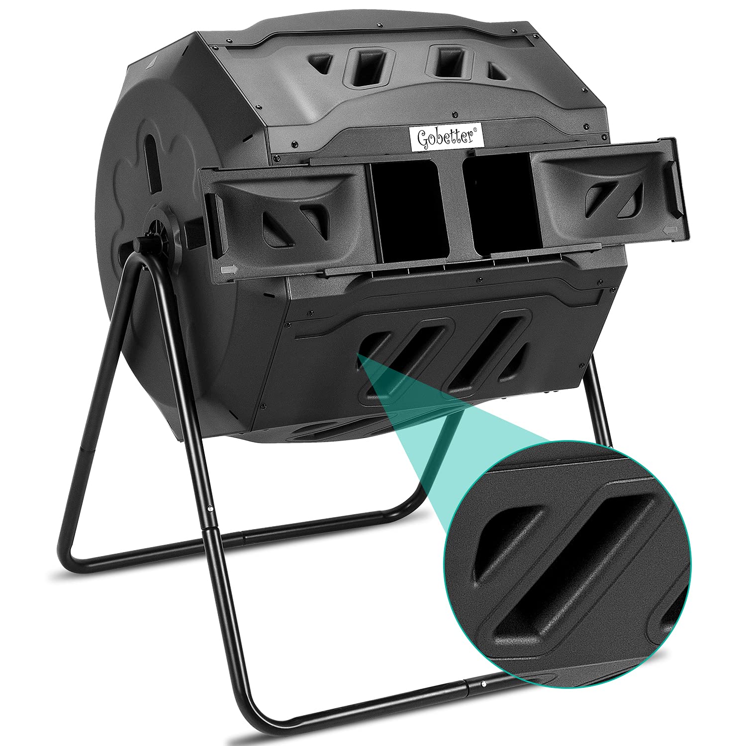 Gobetter 45 Gallon Composting Tumbler - BPA Free & UV Resistant Rotating Outdoor Composter Bin | Fast, Efficient & Eco-Friendly Composting Solution for Backyard, Garden & Organic Waste Recycling