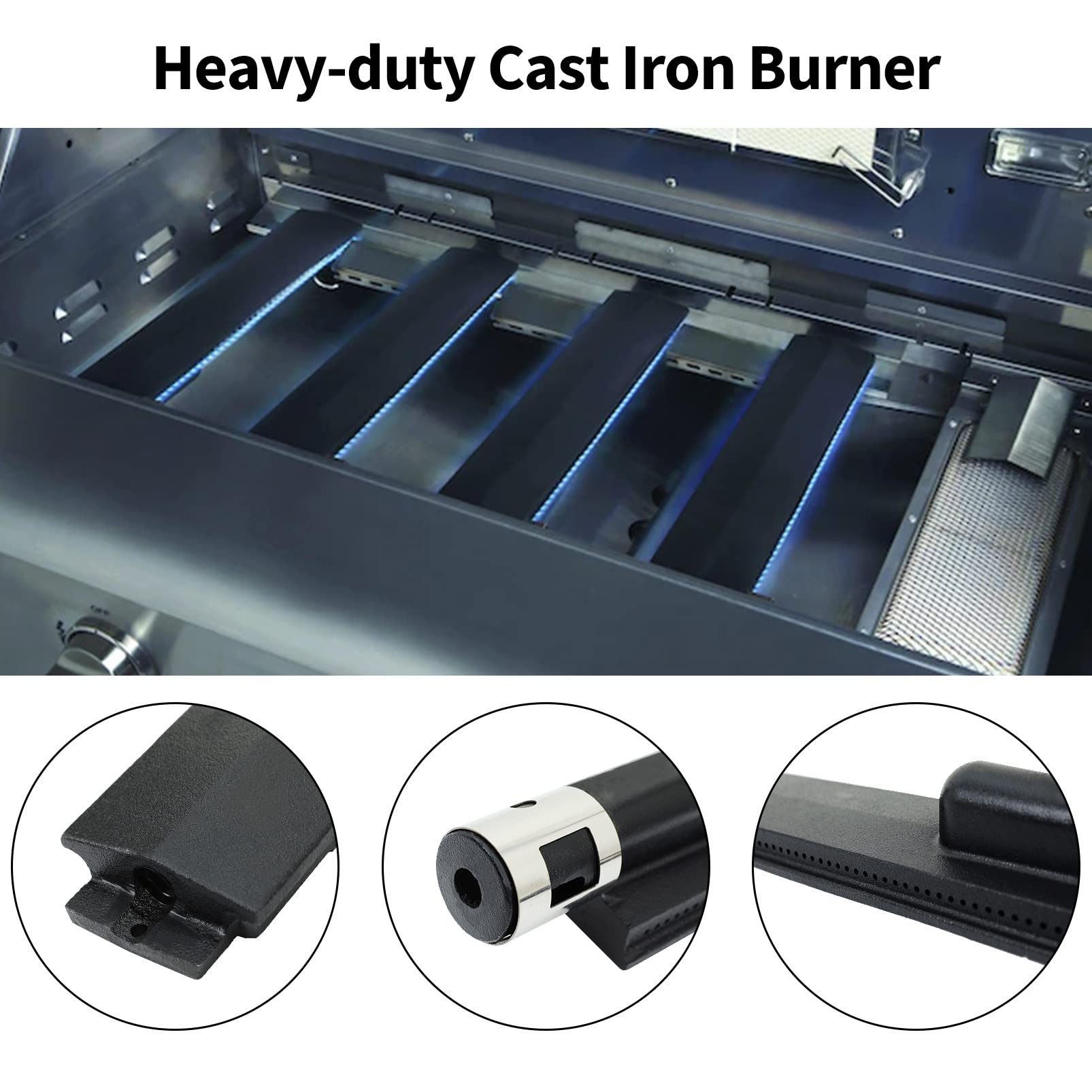 SUONA Grill Replacement Parts for Master Forge BG179A BG1793B-A - Porcelain Coated Steel Heat Plates & Cast Iron Burners - Compatible with Gas Grills - Perfect for Outdoor BBQ, Backyard Cooking, and Camping