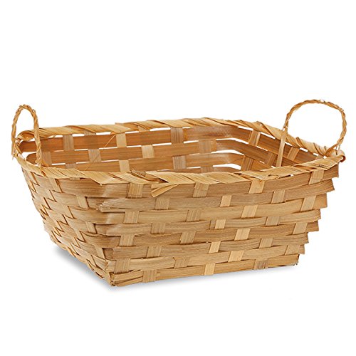 12 Pack Bulk Round Bamboo Baskets with Handles - 8.25 Inch Multipurpose Storage Baskets for Bread, Fruits, Gifts & Home Decor - Perfect for Kitchen, Pantry Organization, Party Favors and Rustic Decor