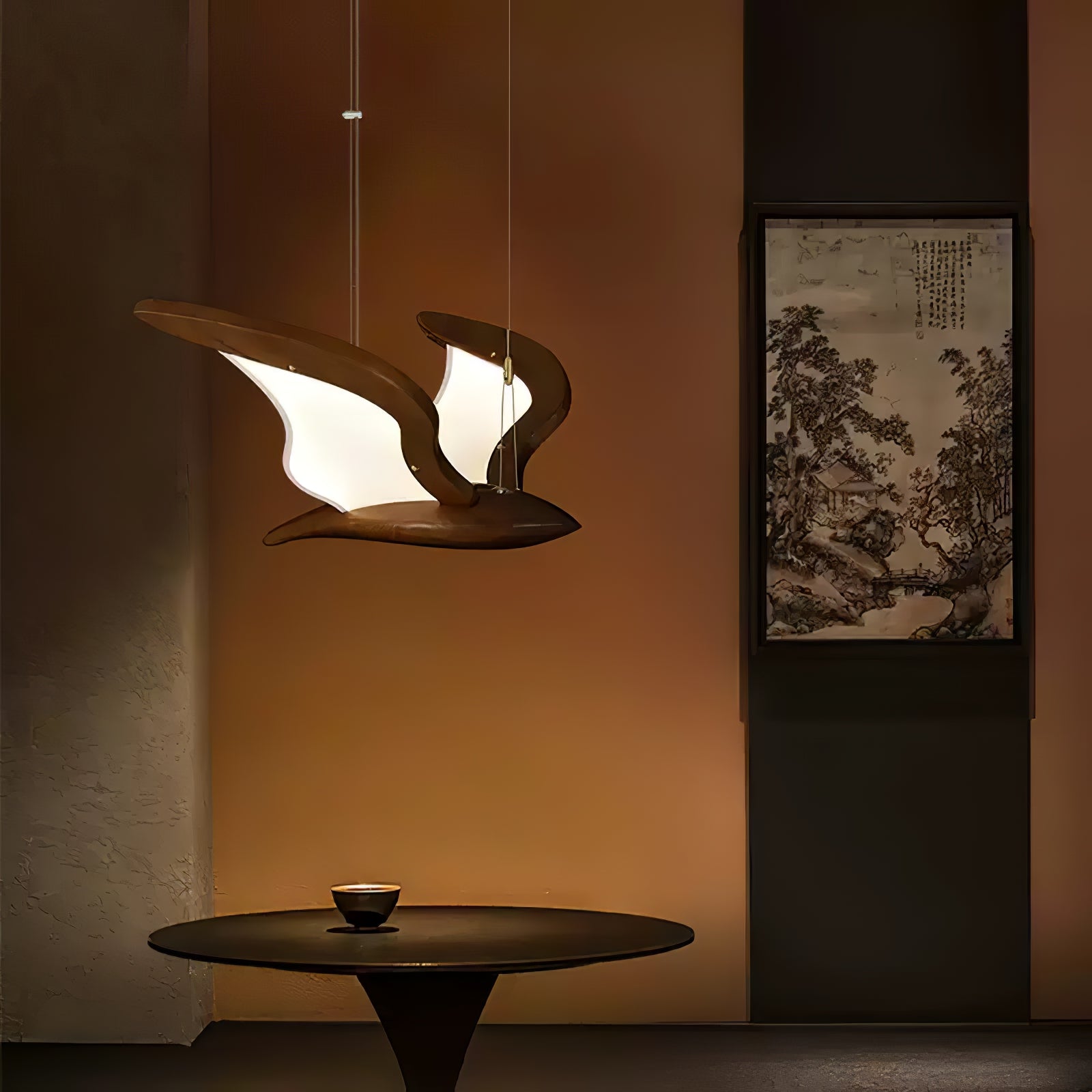 Avina Wing Pendant Light - Modern Ceiling Hanging Lamp with Adjustable Cord, Gold Finish for Dining Room, Kitchen Island, Bedroom & Living Room Decor