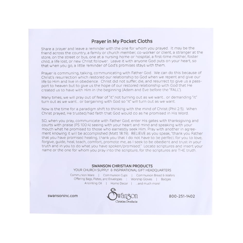6 Pack 8x8 Inch Anointing Prayer Cloths - Christian Pocket Prayer Cloths for Healing, Blessings & Peace | Perfect for Church Services, Home Worship & Personal Devotion