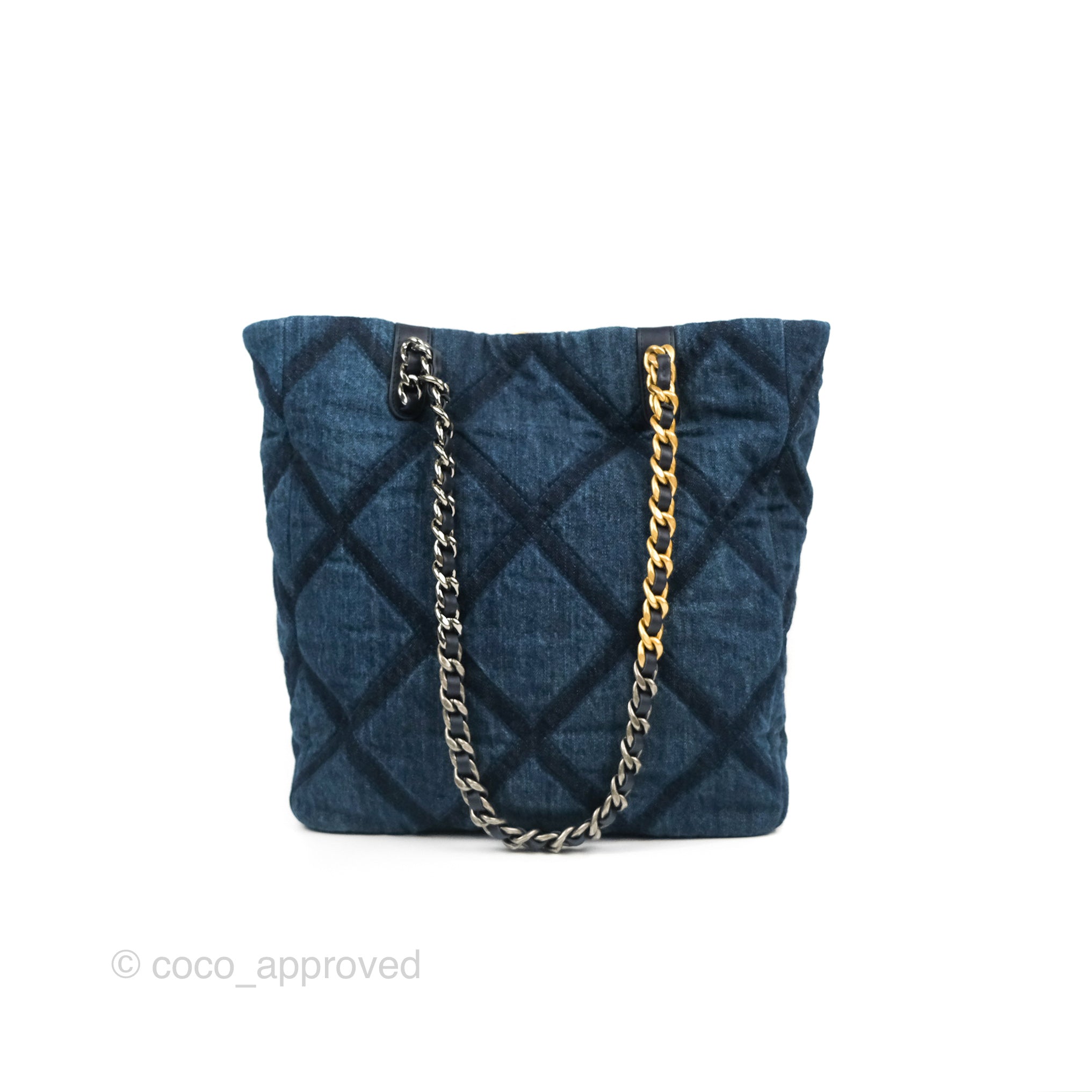Chanel 19 Quilted Denim Tote Bag with Mixed Metal Hardware - Luxury Designer Handbag for Women, Perfect for Work, Travel and Everyday Use