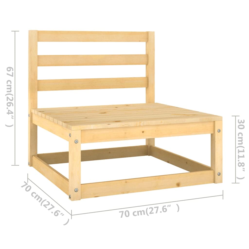 vidaXL Solid Wood Pine 3-Piece Patio Lounge Set with Gray Cushions - Durable Outdoor Furniture with Sofa & 2 Footstools for Backyard, Poolside & Garden Relaxation