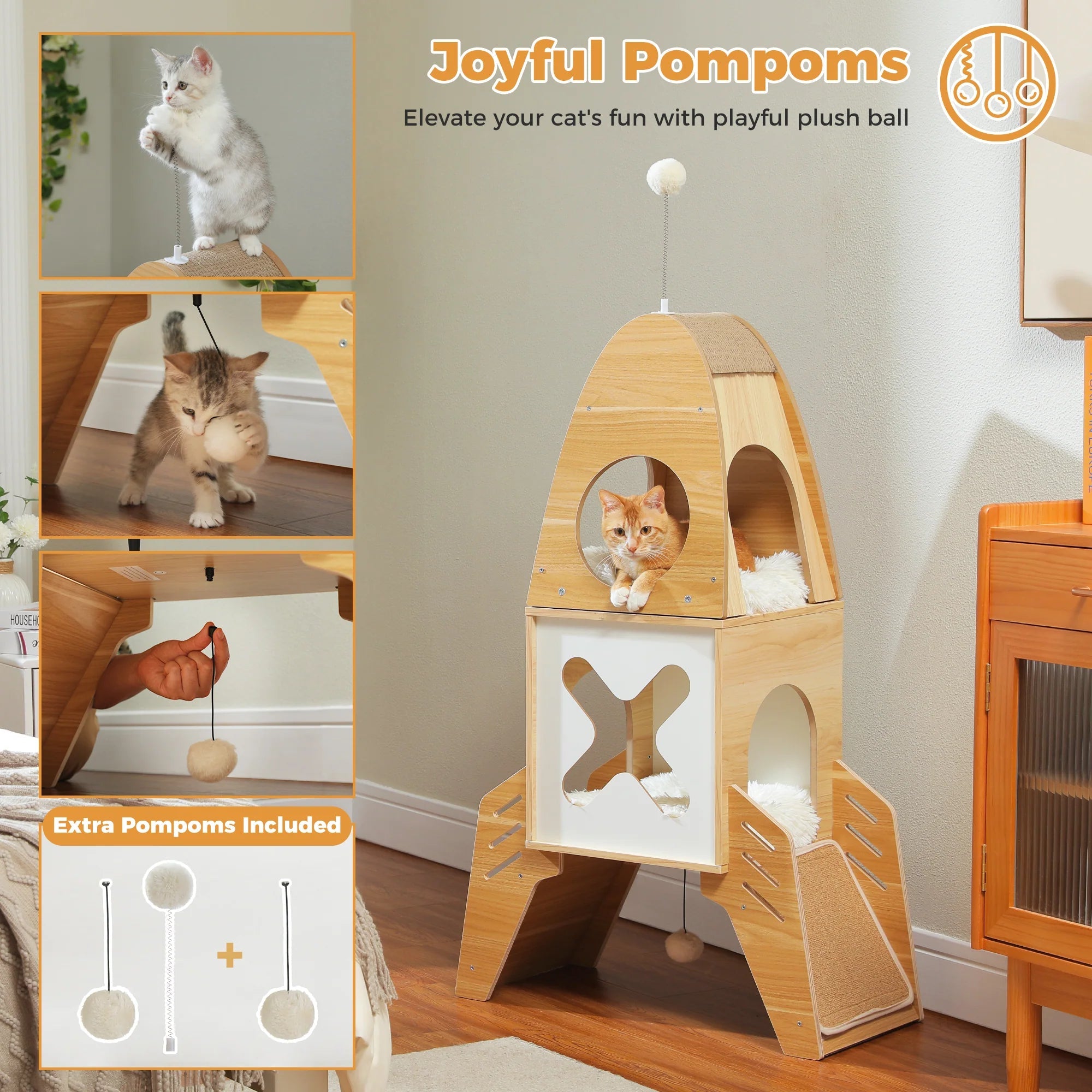 110cm Tall Cat Tree Tower with Scratching Post - Durable Climbing Perch for Indoor Cats, Perfect for Play, Rest & Scratching - Ideal for Small Spaces & Multi-Cat Homes