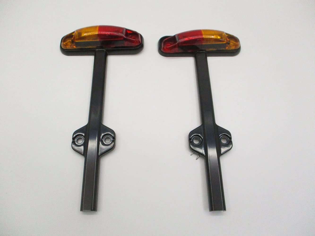 C2W Pair Red/Amber LED Trailer Fender Marker Clearance Lights with Black Base - Durable Waterproof Truck & RV Side Marker Lights for Safe Night Driving