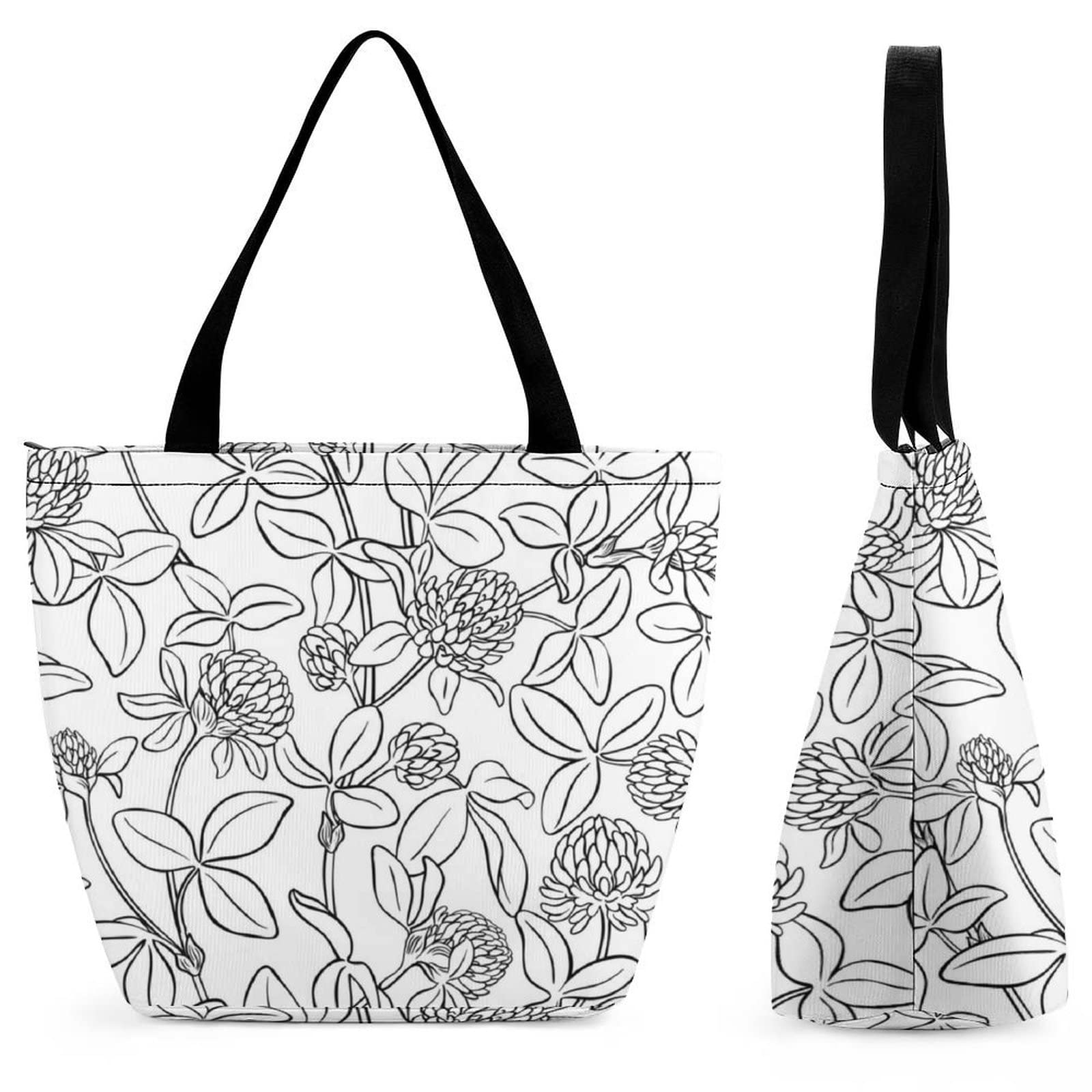 Stylish Large Clover Tote Bag for Women - Durable Zippered Shoulder Handbag for Beach, Shopping, Groceries, Travel & Gym - Perfect for Work, School & Everyday Use
