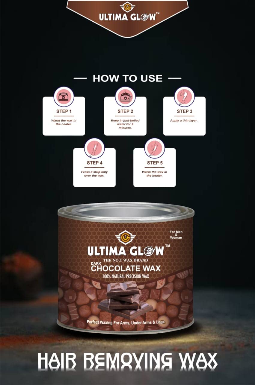 ULTIMA GLOW Dark Chocolate Strip & Stick Wax (600g) - Hair Removal Wax for Women & Men | Arms, Legs, Chest, Back & Full Body | Tan Removal | All Skin Types | At-Home Salon Waxing & Travel-Friendly Hair Removal