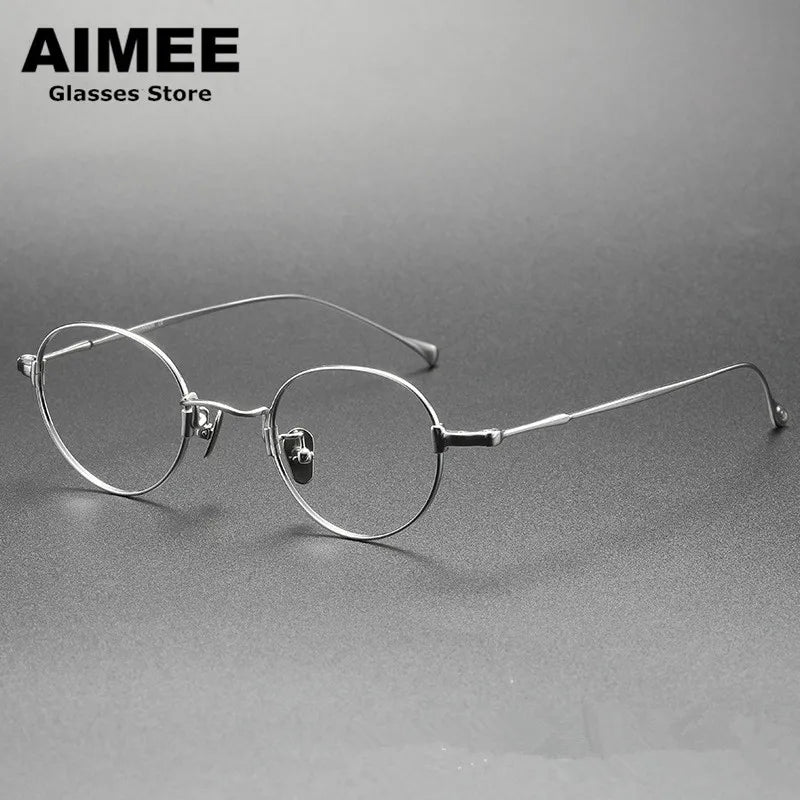 Aimee Unisex Full Rim Round Oval Titanium Eyeglasses 111053 - Lightweight & Durable Titanium Frame for Men & Women - Perfect for Reading, Work & Everyday Use