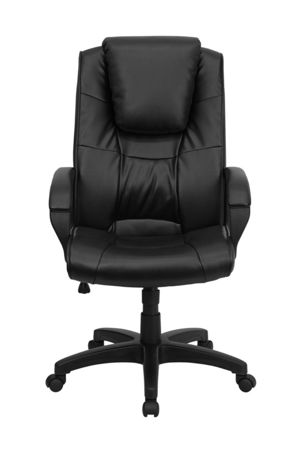 Premium FLASH Jessica High Back Black LeatherSoft Executive Swivel Office Chair with Oversized Headrest & Adjustable Arms - Ergonomic Desk Chair for Home Office, Gaming & Workspace Comfort