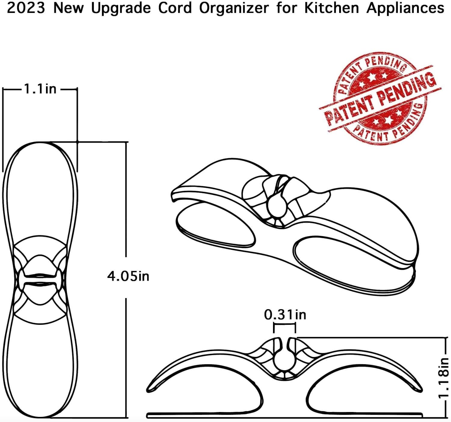 Black Cord Organizer for Kitchen Appliances - Cable Management for Blenders, Mixers & Small Appliances - Keep Countertops Tidy & Safe