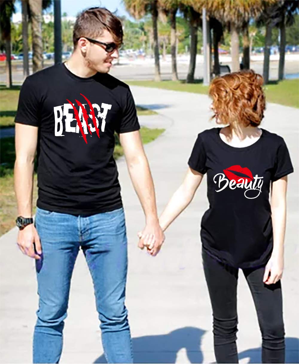 Beauty & Beast Couple T-Shirts for Valentine's Day & Newlyweds - Matching His & Hers Outfits