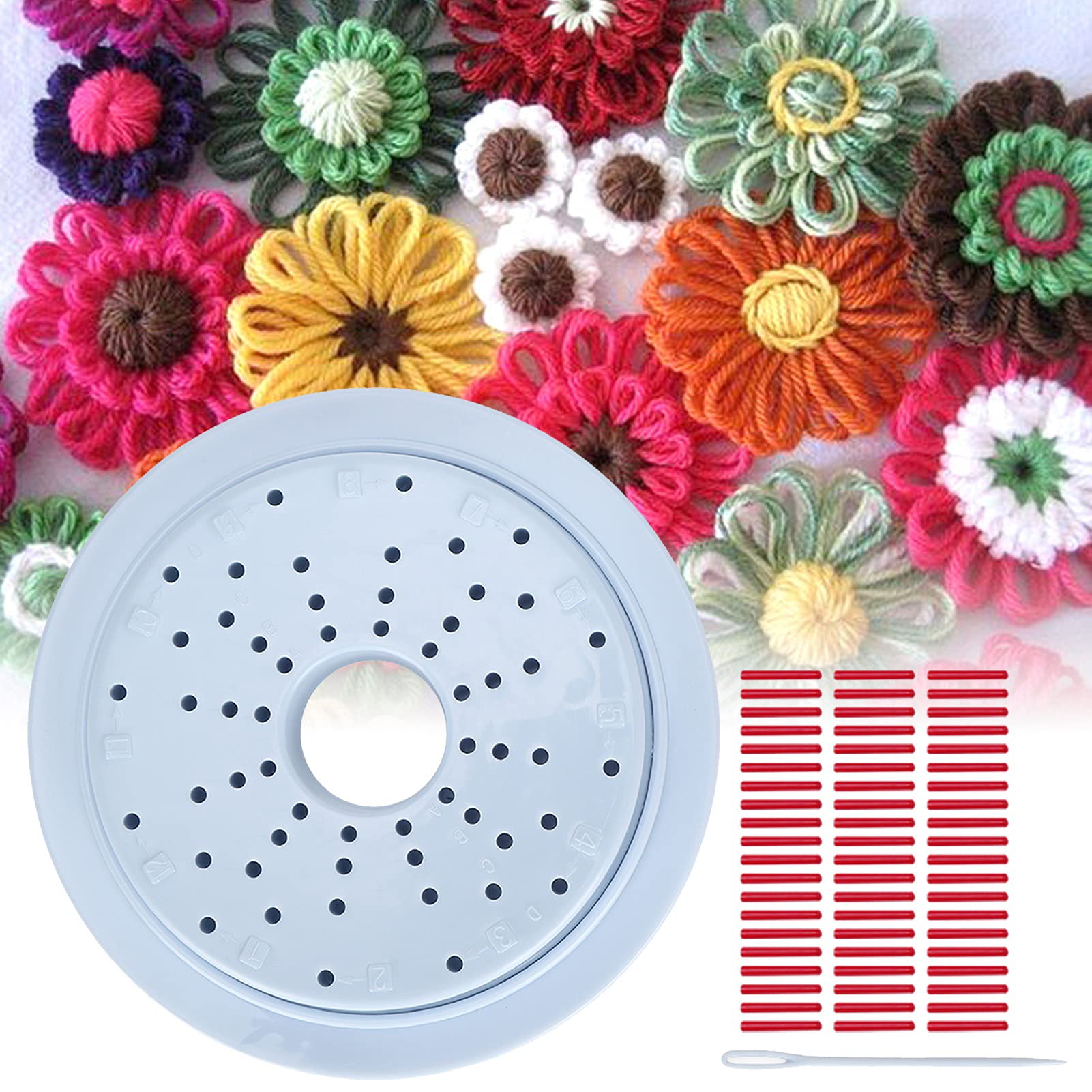 Flower Knitting Loom Kit - DIY Round Weaving Loom Set with Hook Needle & Pompom Maker for Wool Yarn Crafts | Perfect for Handmade Scarves, Hats, and Home Decor Accessories