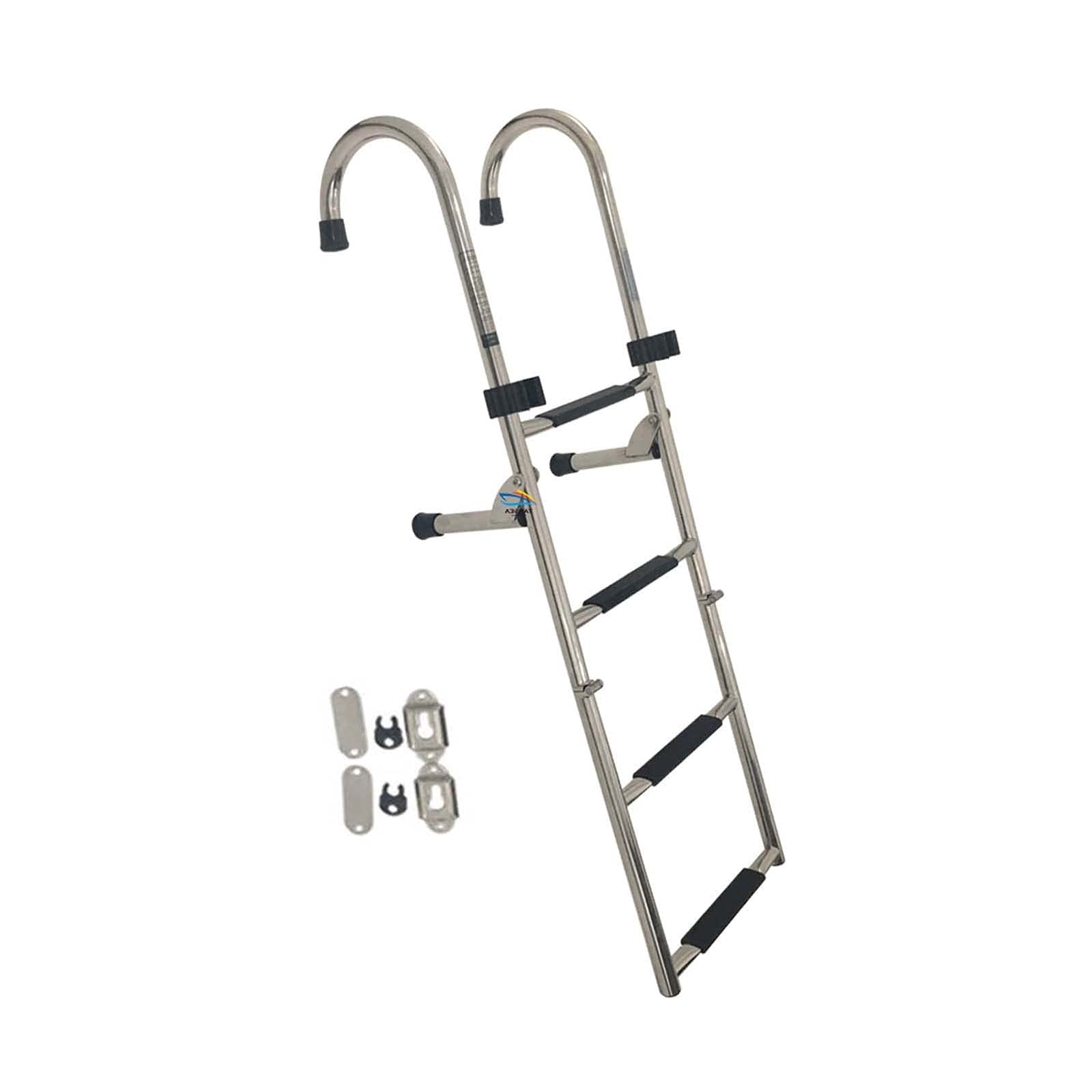 Foldable RV Bunk Bed Ladder, 4-Step Stainless Steel Folding Ladder for Boats/Pools, Heavy Duty 440 lbs Platform Mount Ladder - Perfect for RV Camping, Marine Use & Pool Access