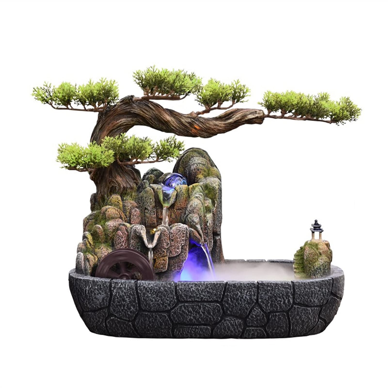 Indoor Tabletop Fountain - Creative Resin Rockery Waterfall with Humidifier | Zen Office Desk Decor for Meditation & Stress Relief | Perfect for Home, Office, or Spa Relaxation