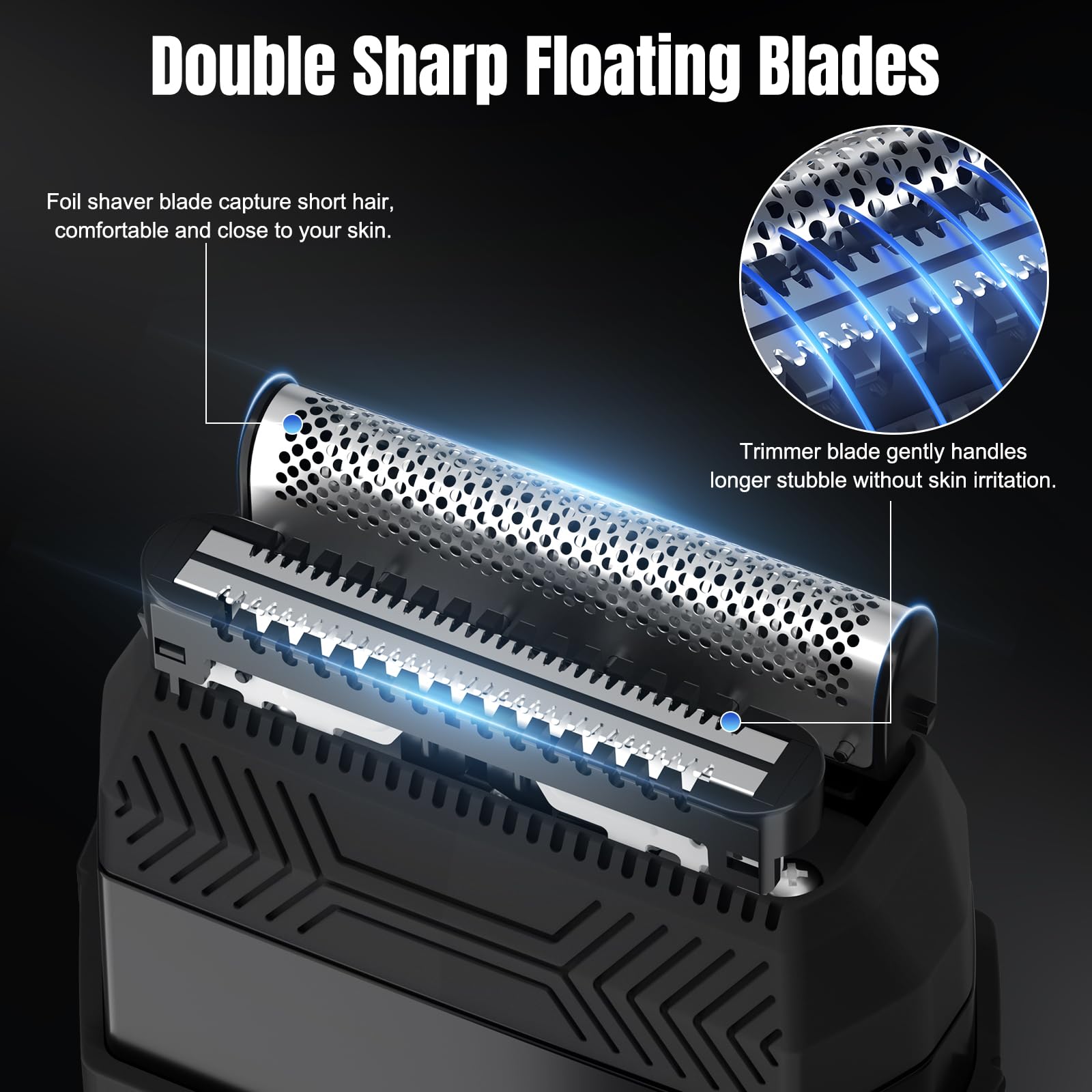 Suttik Men's Electric Razor - Foil Shaver for Smooth Shaving, Compact & Portable Travel Shaver, Waterproof Electric Face Shaver for Home & Travel Use - Black