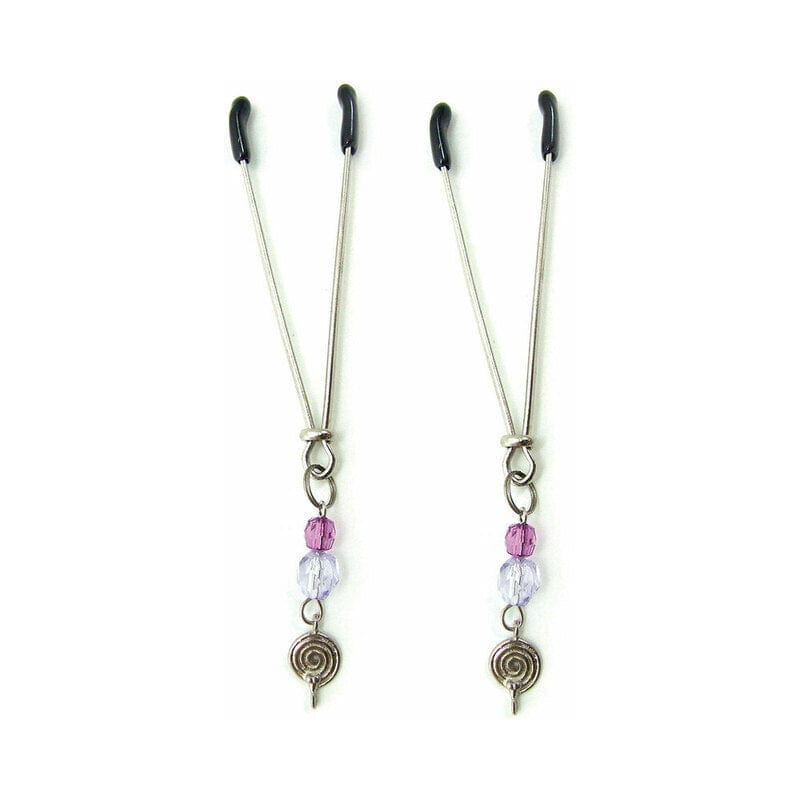 Sex Kitten Nipple Clamps - Purple Swirl Design, Adjustable Metal Clamps for BDSM, Sensation Play & Couples Intimacy | Perfect for Roleplay, Spicing Up the Bedroom & Adult Playtime