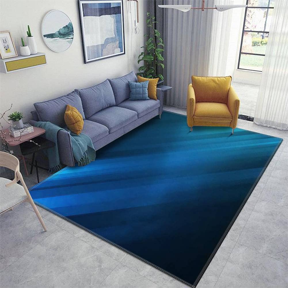 Abstract Blue Stripes Non-Slip Area Rug - Soft Floor Mat for Living Room, Nursery, Yoga & Doorway - Indoor/Outdoor Use for Home Decor, Flyer Design Inspiration