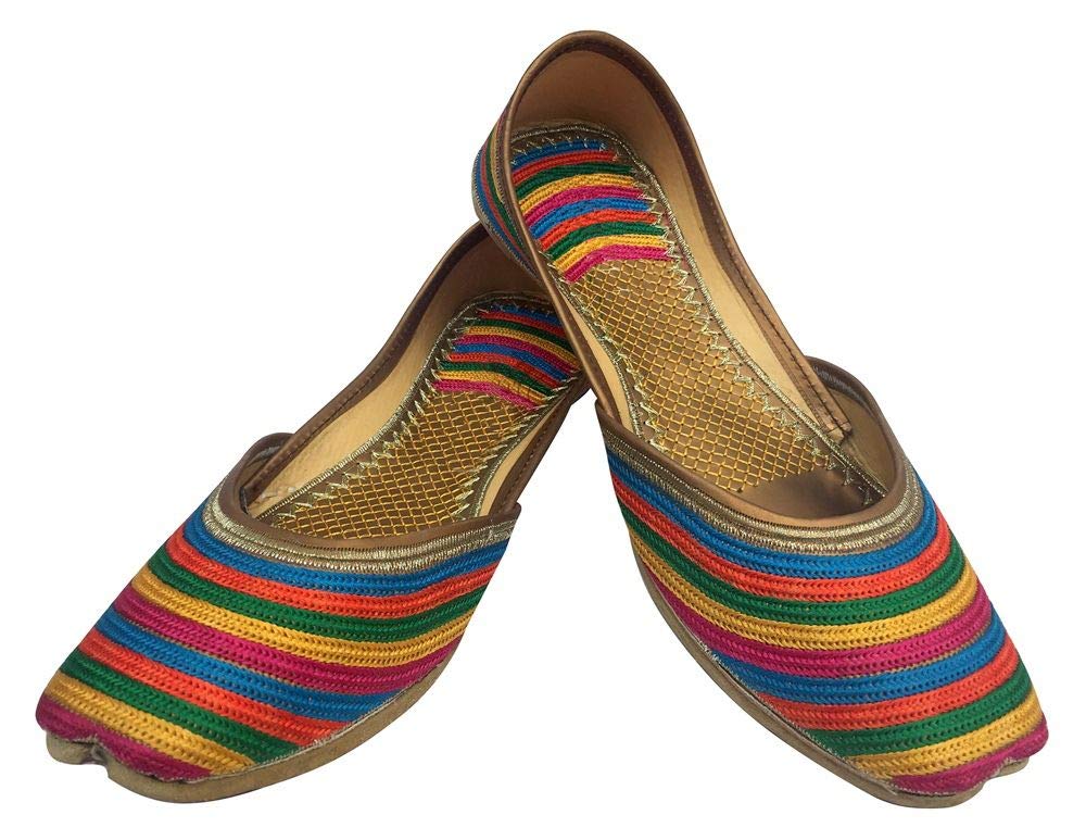Stylish Punjabi Multicolored Jutti Khussa Shoes - Traditional Indian Mojari for Weddings & Ethnic Events - Perfect for Bridal, Cultural Celebrations & Festive Occasions