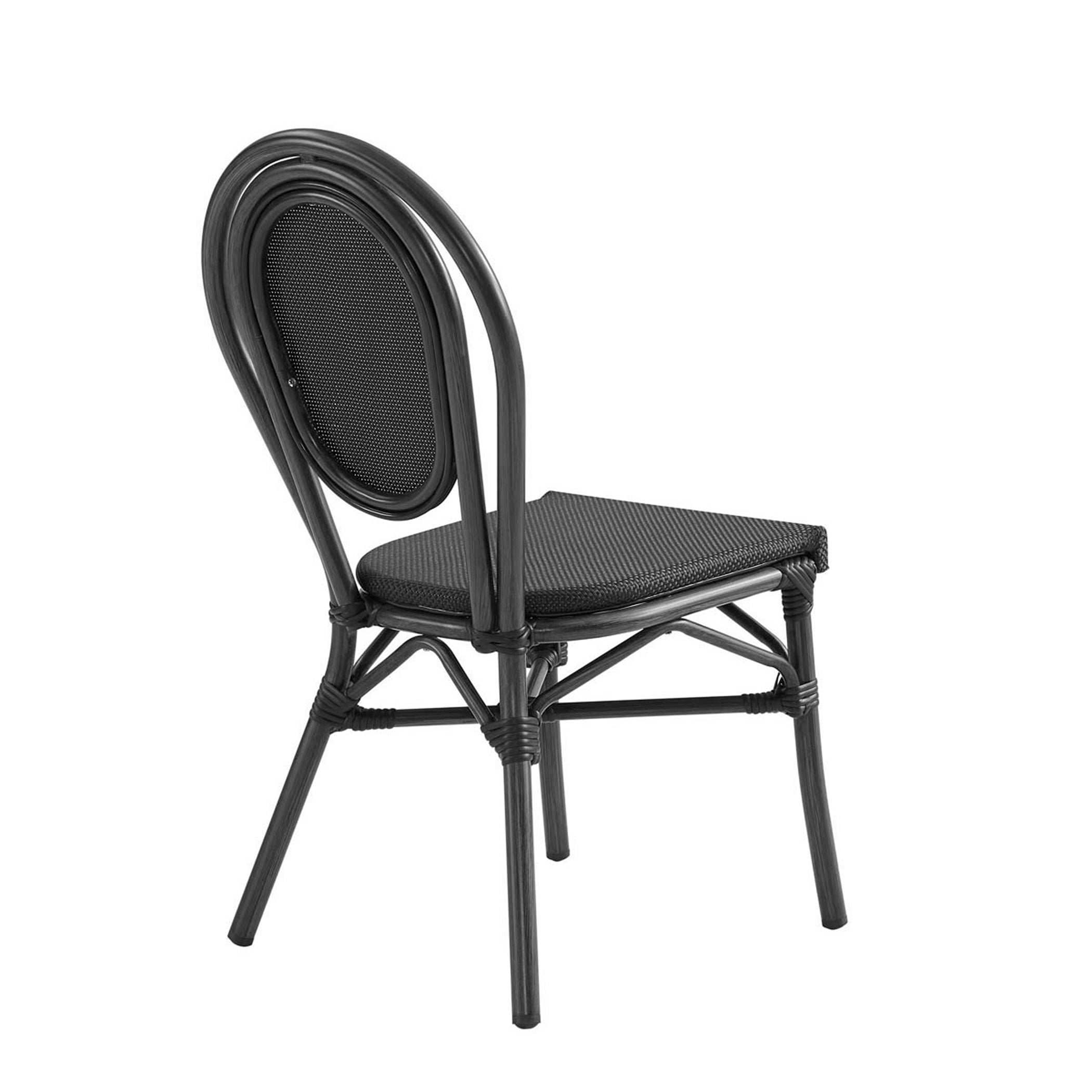 Black Mesh & Wood Frame Erlend Stacking Side Chairs - Set of 2 Modern Dining Chairs for Kitchen, Restaurant or Office Use