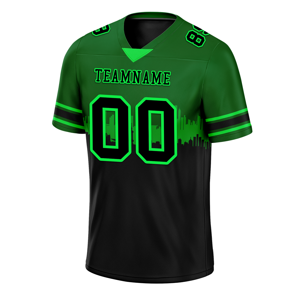 Custom Green & Black Graffiti Football Jersey - Personalized Authentic Soccer Uniform FBJ02 - Perfect for Game Day, Fan Events & Streetwear Fashion
