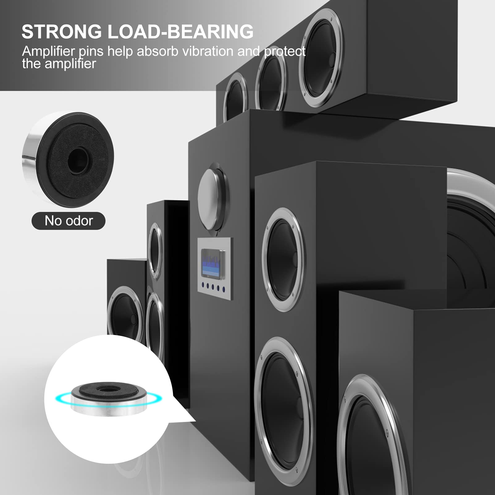 Milisten 12pcs Amplifier Feet - Plastic Speaker Isolation Pads for Audio Equipment, Hi-Fi Systems & Home Theater - Reduce Vibration & Improve Sound Quality